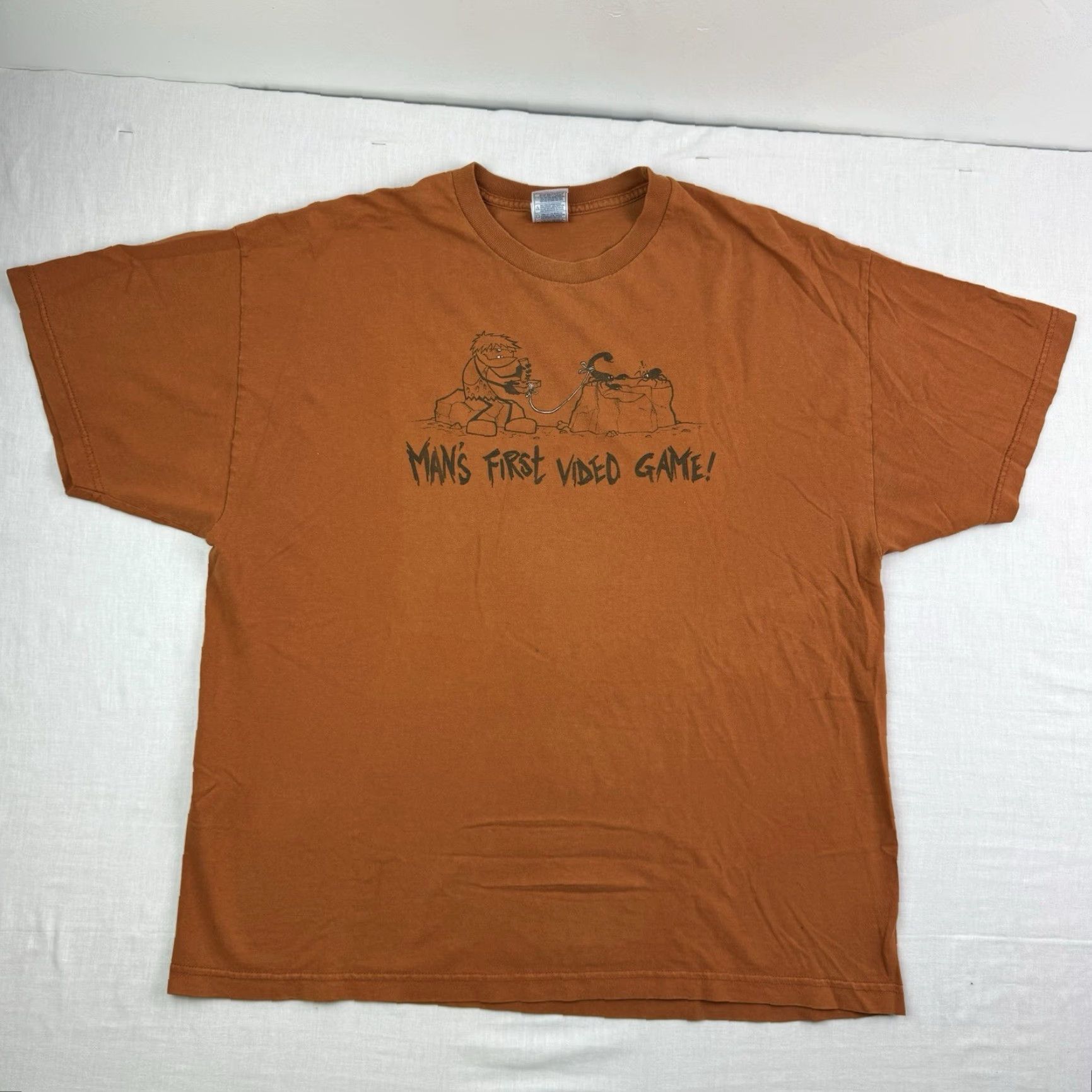 Vintage VINTAGE Mans First Video Game T Shirt Adult 2XL Orange Funny Y2K Grunge Hipster Shirt Mens Size US XXL / EU 58 / 5 - 2 Thumbnail