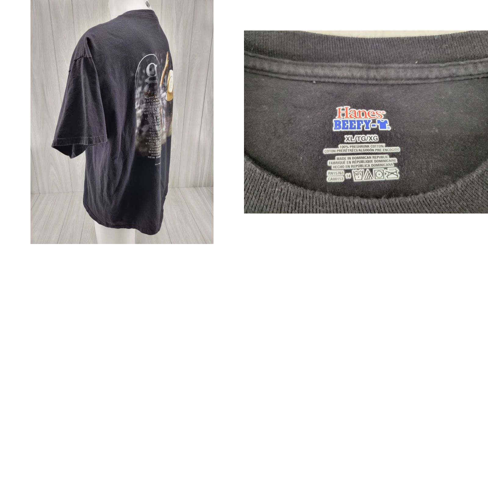 Hanes Garth Brooks World Tour 2014-15 Men's Black Short Sleeve Shirt XL Hanes T-Shirt Size US XL / EU 56 / 4 - 8 Thumbnail