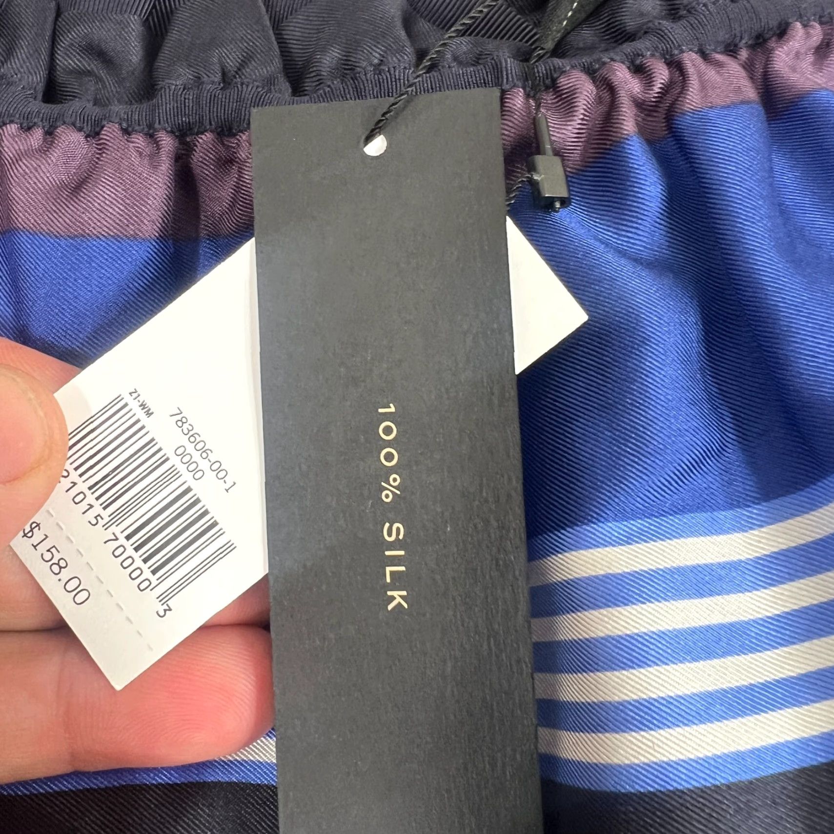 Banana Republic VINTAGE Banana Republic Silk Blue Striped Off the Shoulder Shift Dress XS Ruffle Classic Womens Size XS / US 0-2 / IT 36-38 - 3 Thumbnail