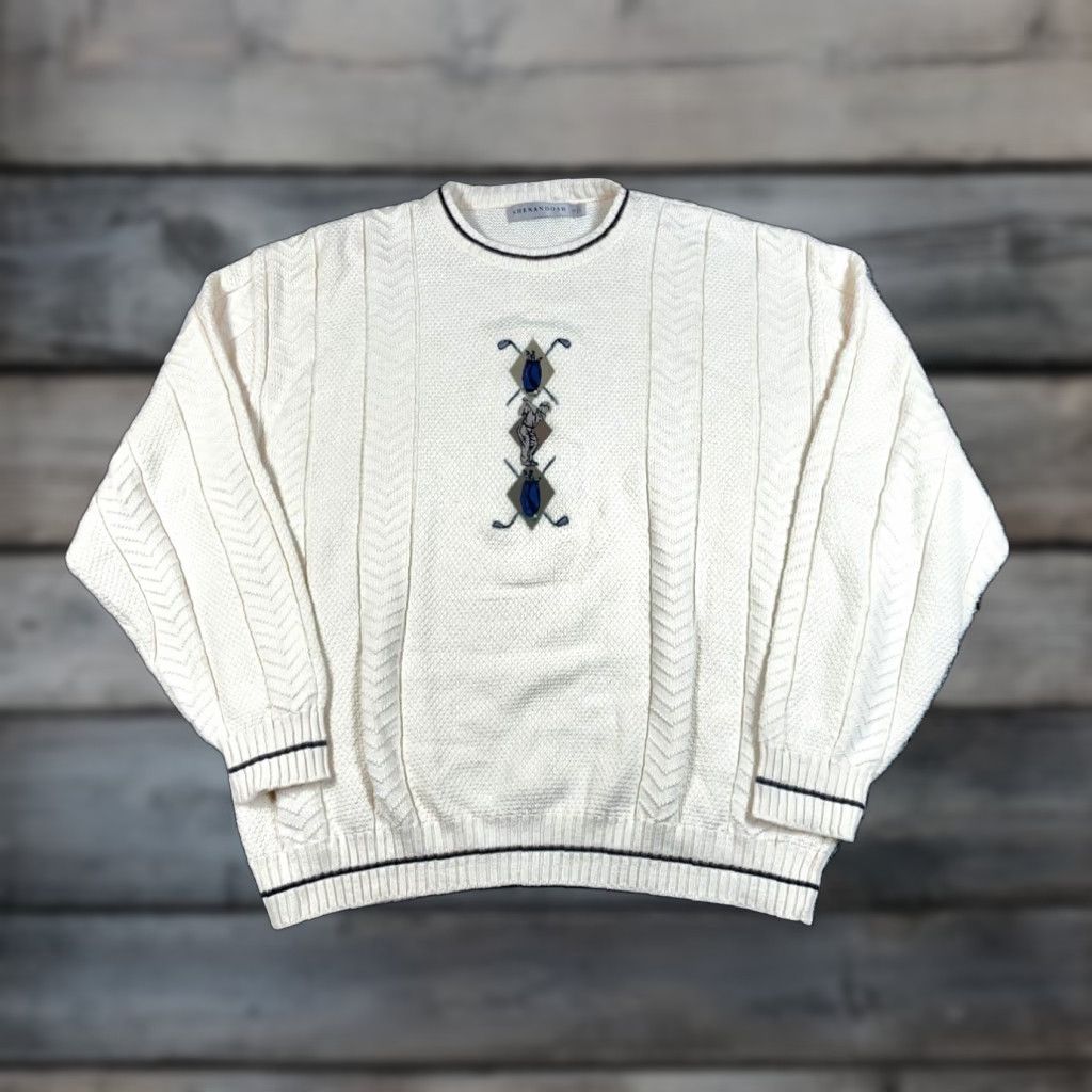 Vintage VINTAGE Shenandoah Embroidered Golf Sweater Adult XL Ivory Chunky Knit Cotton Size US XL / EU 56 / 4 - 1 Thumbnail