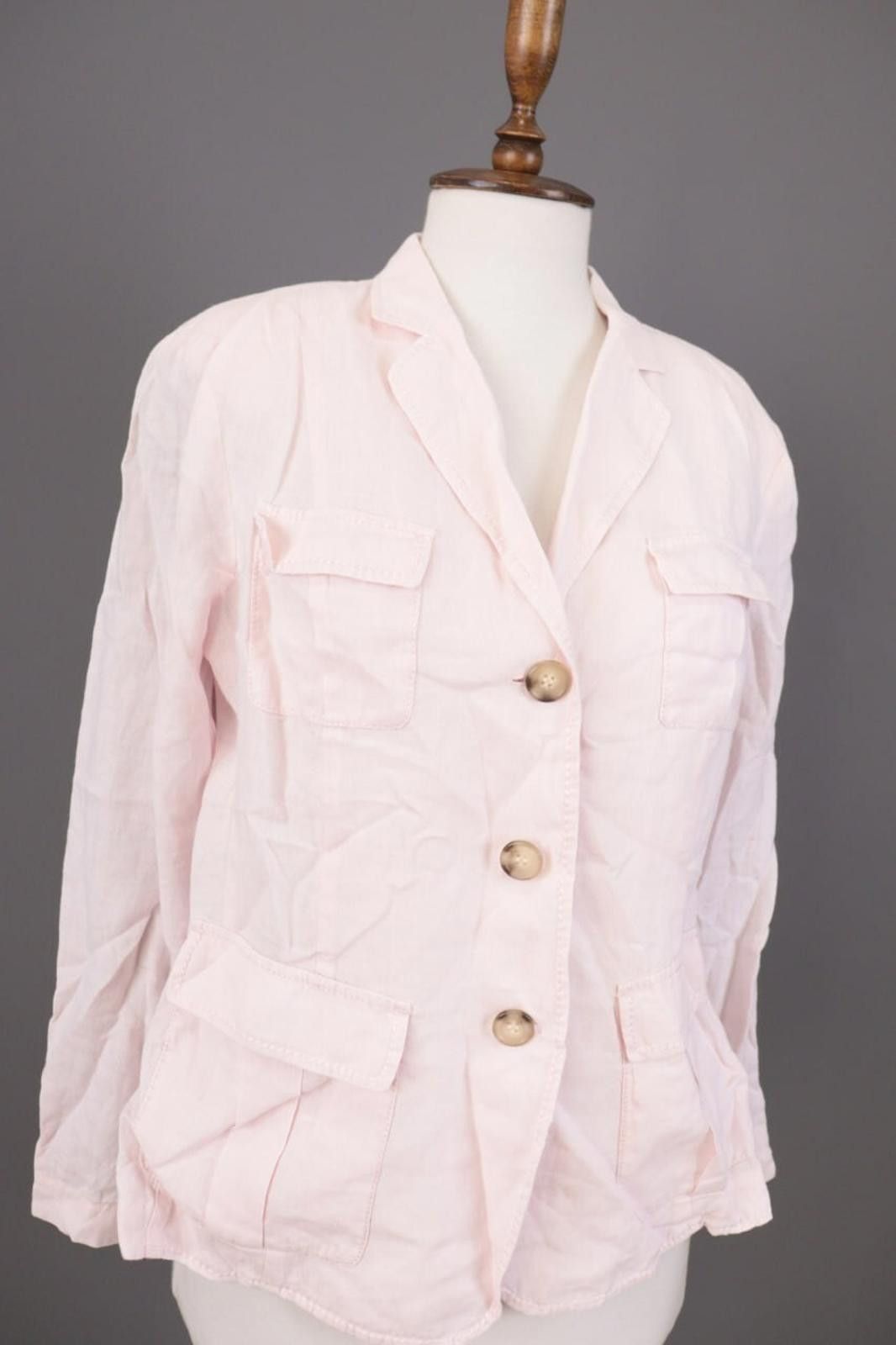 Oscar De La Renta Oska Pink 100% Linen Multipockets Cargo Blazer Jacket Size 3 Size M / US 6-8 / IT 42-44 - 4 Thumbnail