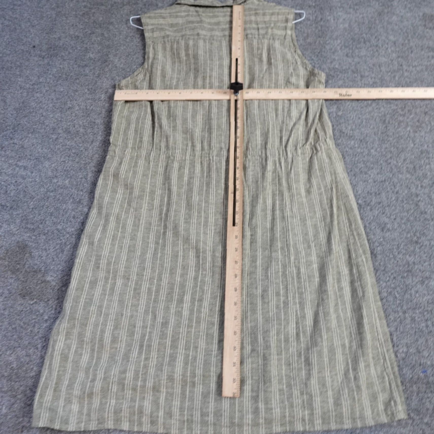 Vintage ESMARA Dress Shirt Dress Striped Green Belted Sleeveless Knee Length Cotton Linen Blend 14 Size XL / US 12-14 / IT 48-50 - 5 Thumbnail
