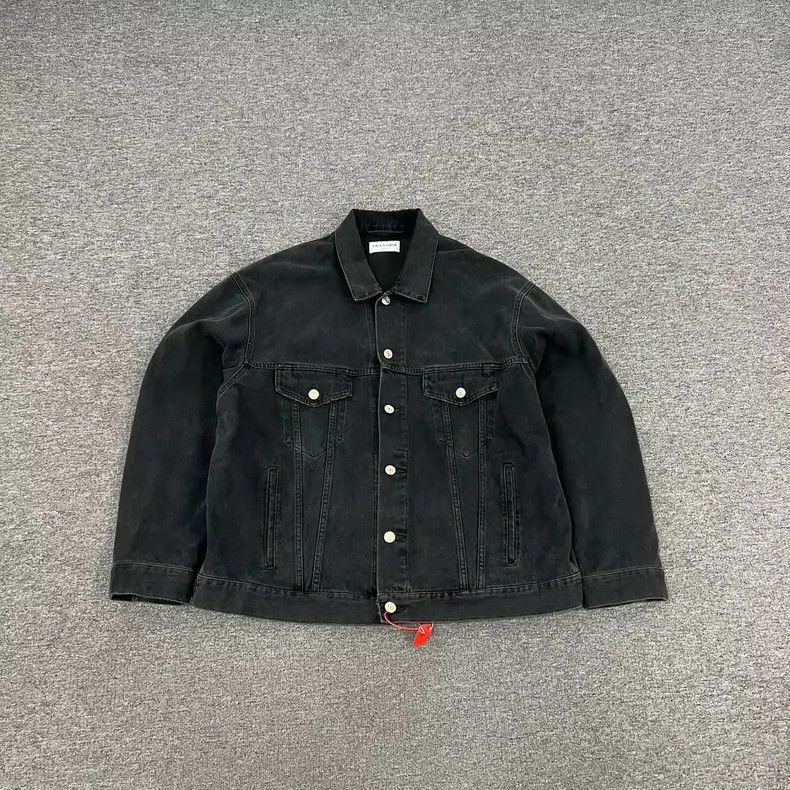 Balenciaga Black Denim Jacket with Graffiti - dmc