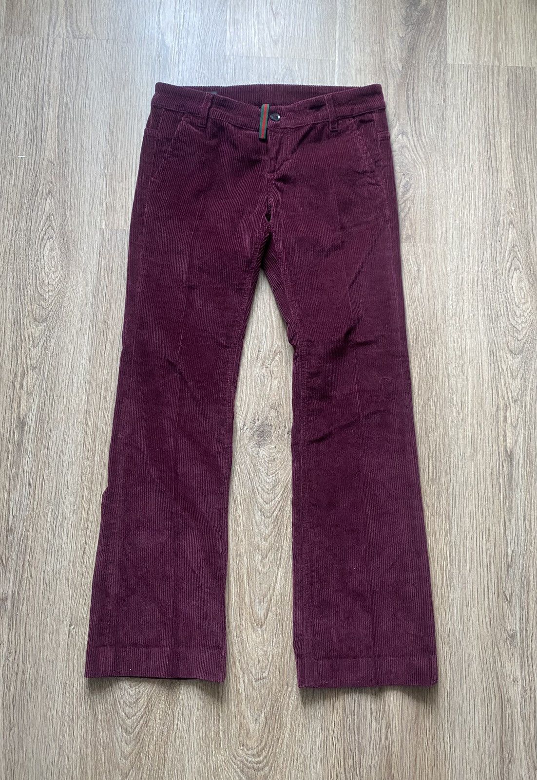 image of Burgundy Gucci 70’S Style Corduroy Pants in Grey, Women's (Size 40)