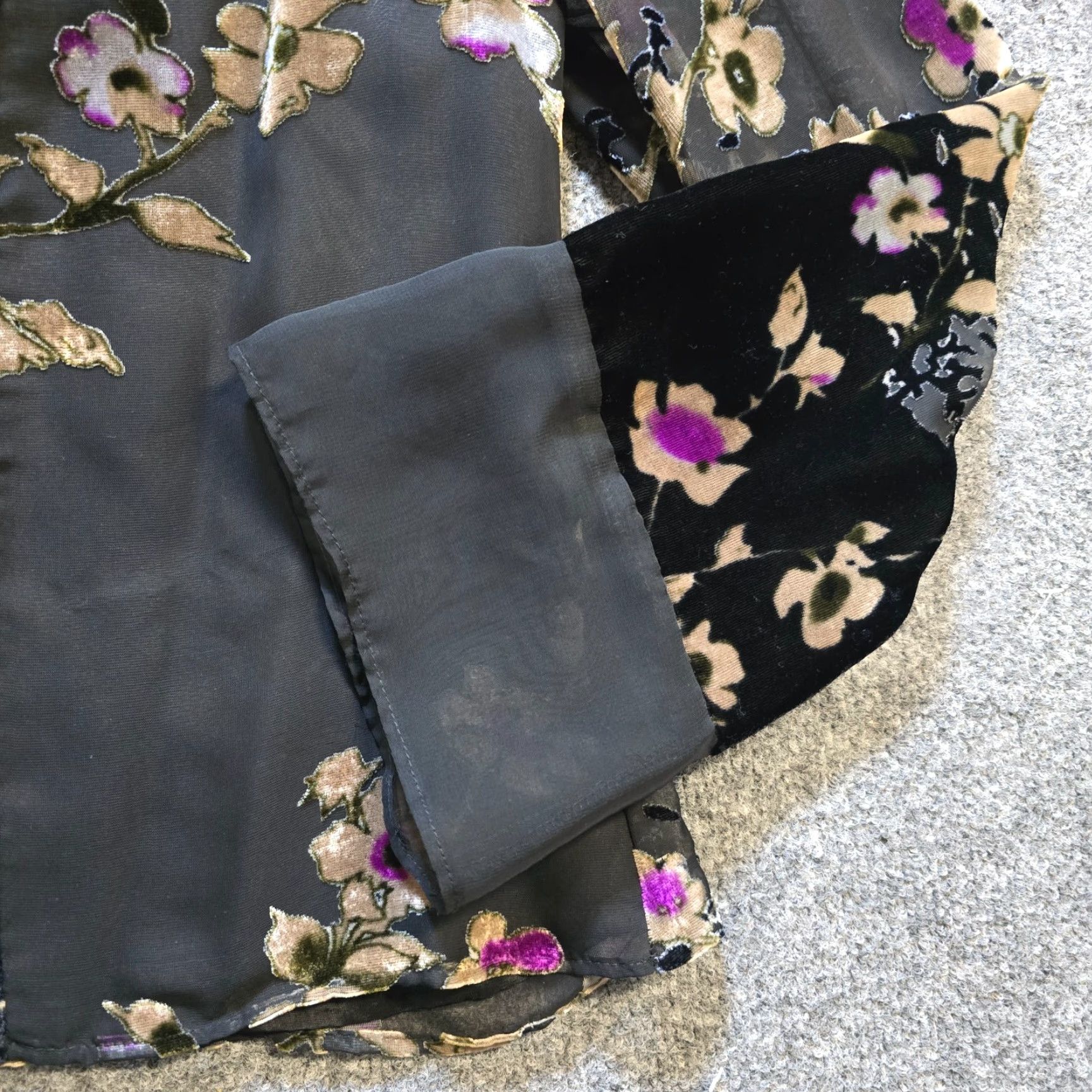 Velvet VINTAGE JR Nites Top Womens 14W Black Floral Velvet Burnout Witch Whimsy Goth Shirt Blouse Womens Size XL / US 12-14 / IT 48-50 - 3 Thumbnail