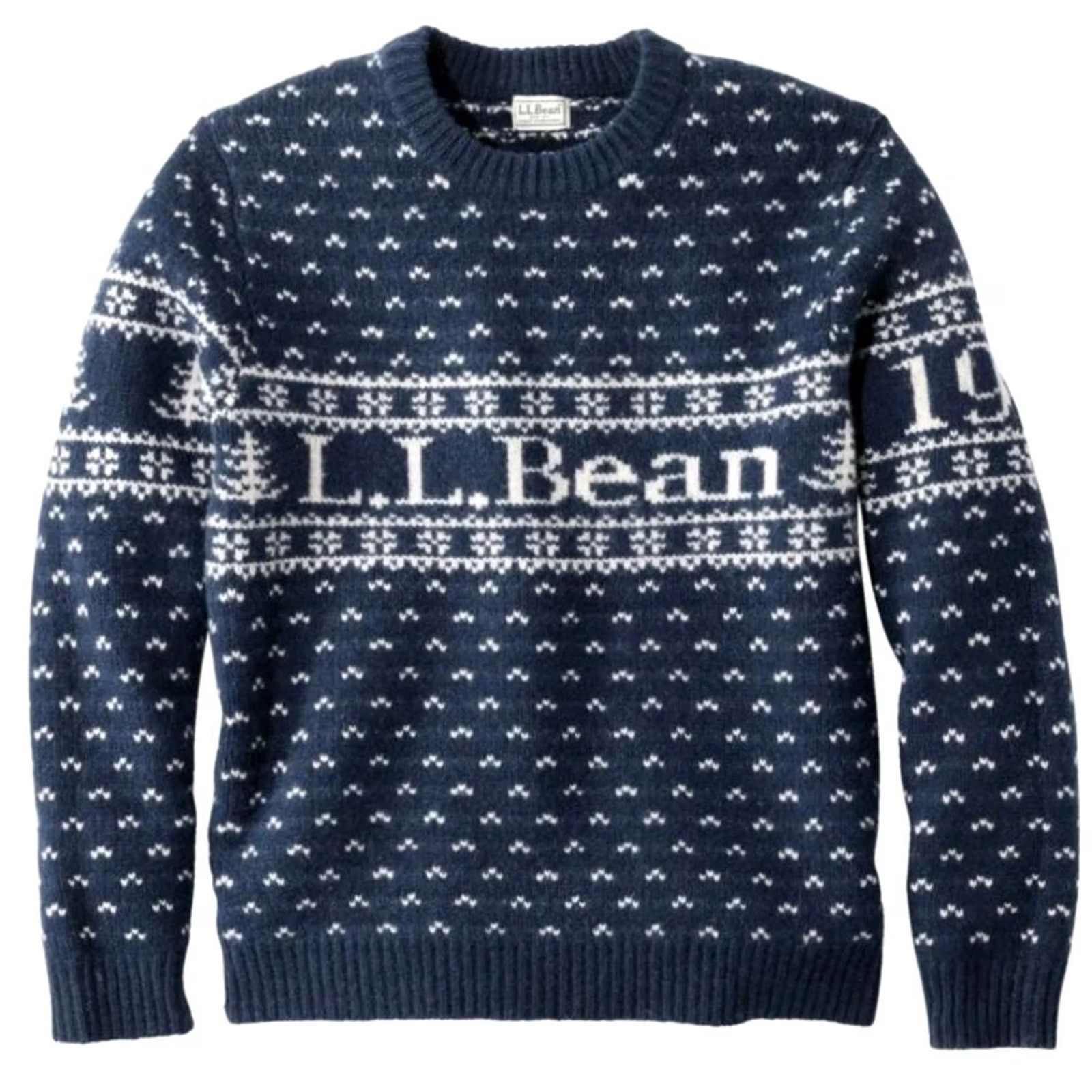 Vintage VINTAGE L.L.Bean Classic Ragg Lambs Wool Sweater Crewneck Navy Blue Men M Tall Logo Pattern Size US M / EU 48-50 / 2 - 2 Thumbnail