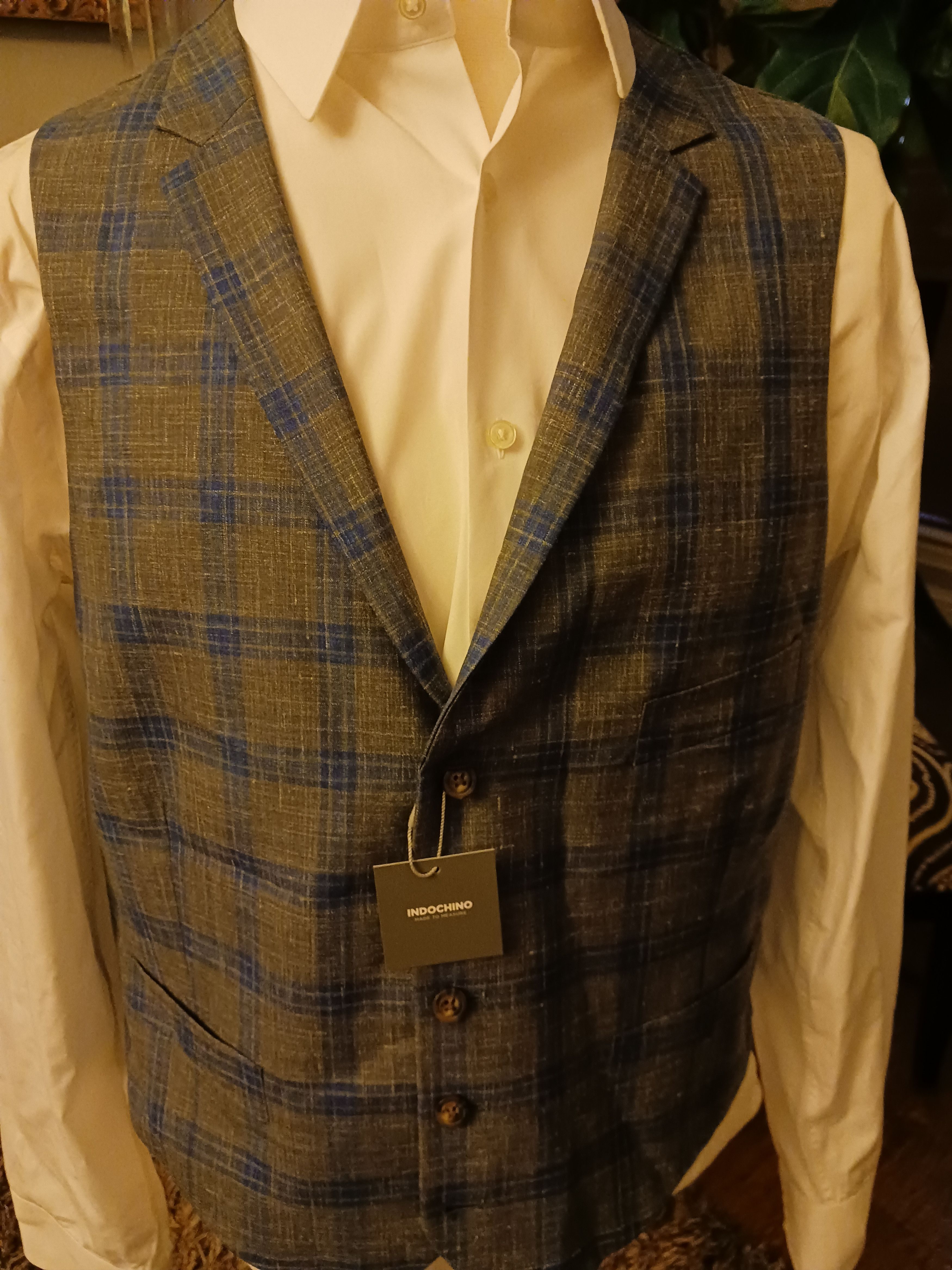 Indochino NWT Wool Blend Plaid Slim Fit 3 Piece Suit Size 40R - 3 Thumbnail