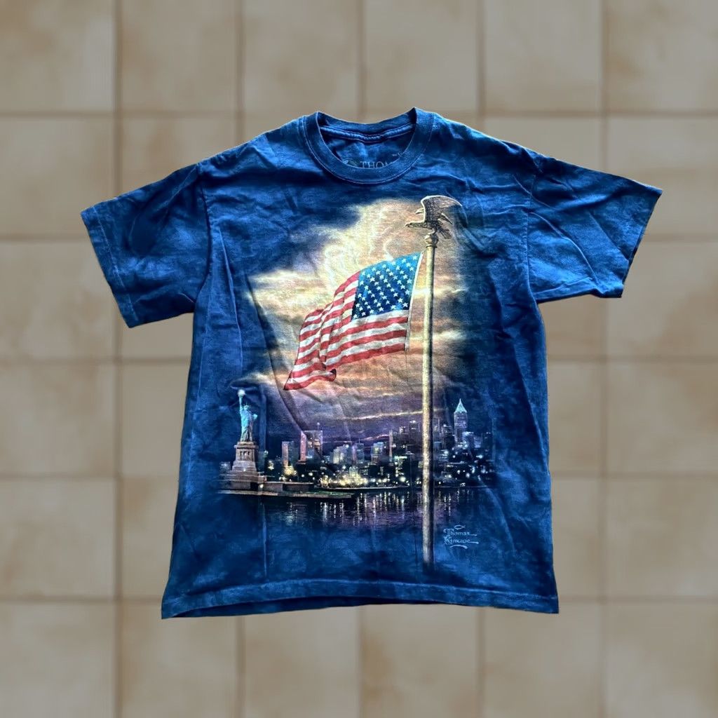 The Mountain Thomas Kinkade New York Harbor USA Tie Dye Patriotic Flag Art T Shirt Mens Sz M Size US M / EU 48-50 / 2 - 1 Thumbnail