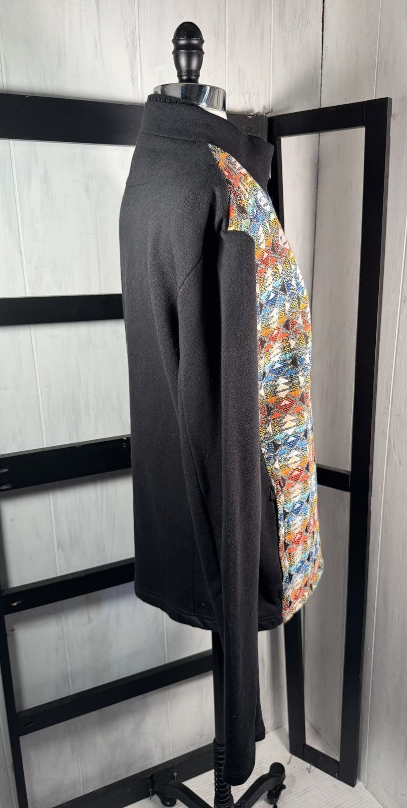ato ATO Berlin Black 2 Front Zips Tribal Knit Sweatshirt Jacket Size XL / US 12-14 / IT 48-50 - 9 Thumbnail