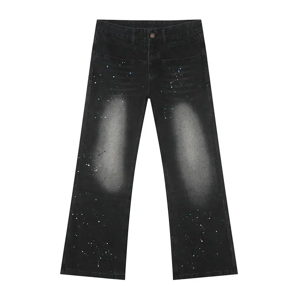 Japanese Brand Retro loose splashed ink micro flared jeans Size US 32 / EU 48 - 6 Thumbnail