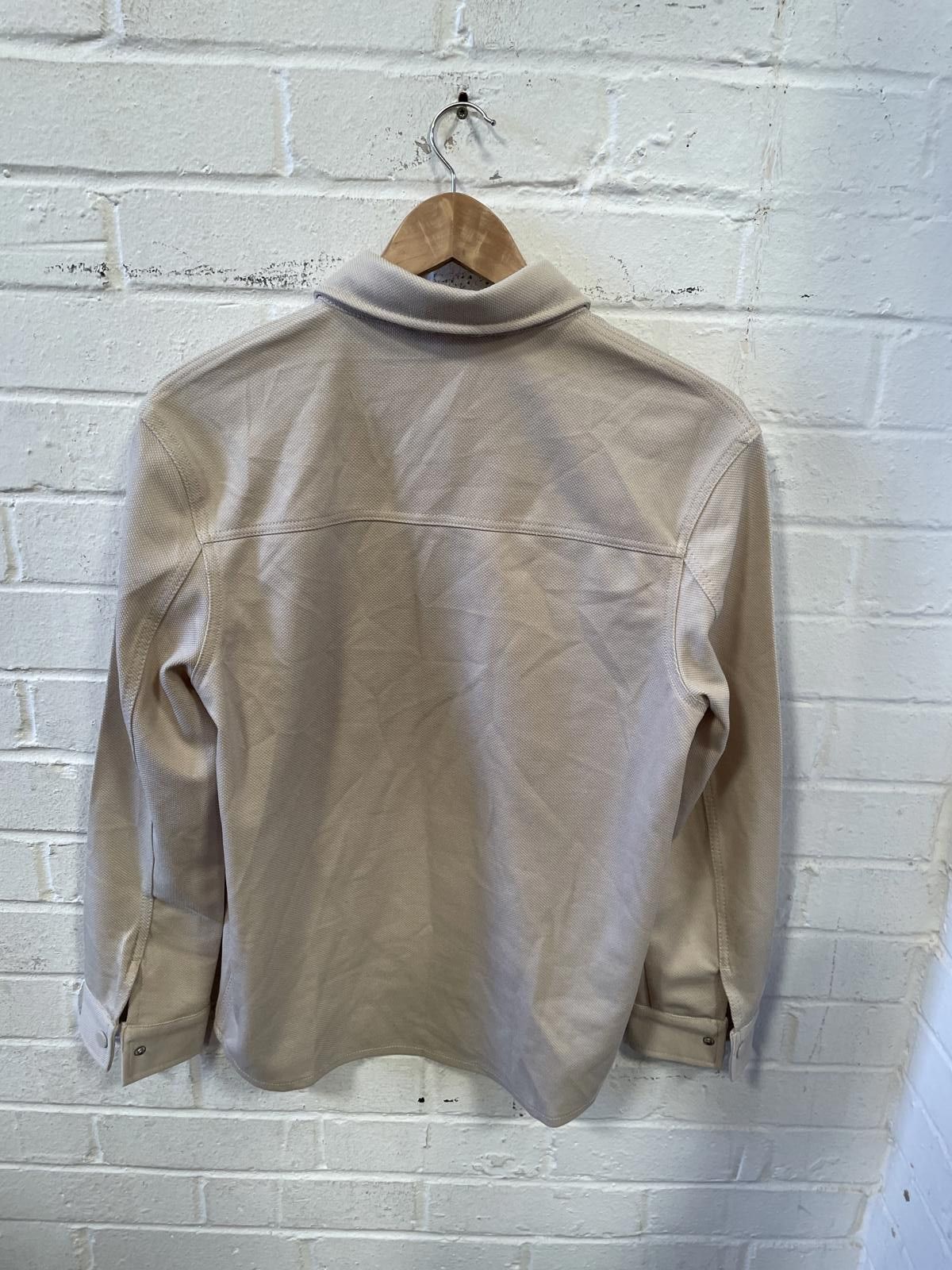 Unknown London Beige Long Sleeve Button-Up Shirt with Chest Pockets Size US M / EU 48-50 / 2 - 2 Thumbnail