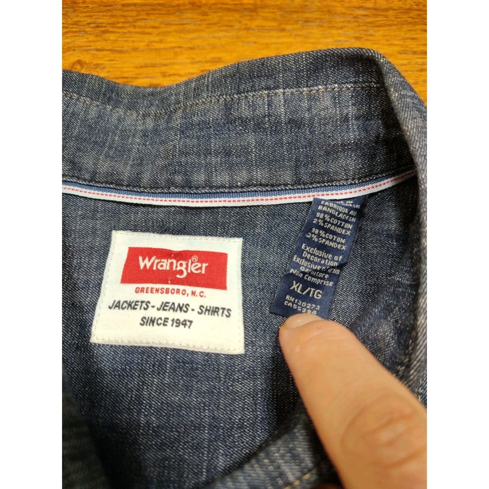 Wrangler VINTAGE Wrangler Denim Pearl Snap Shirt Blue Mens XL Western Cowboy Button-Up Size US XL / EU 56 / 4 - 4 Thumbnail