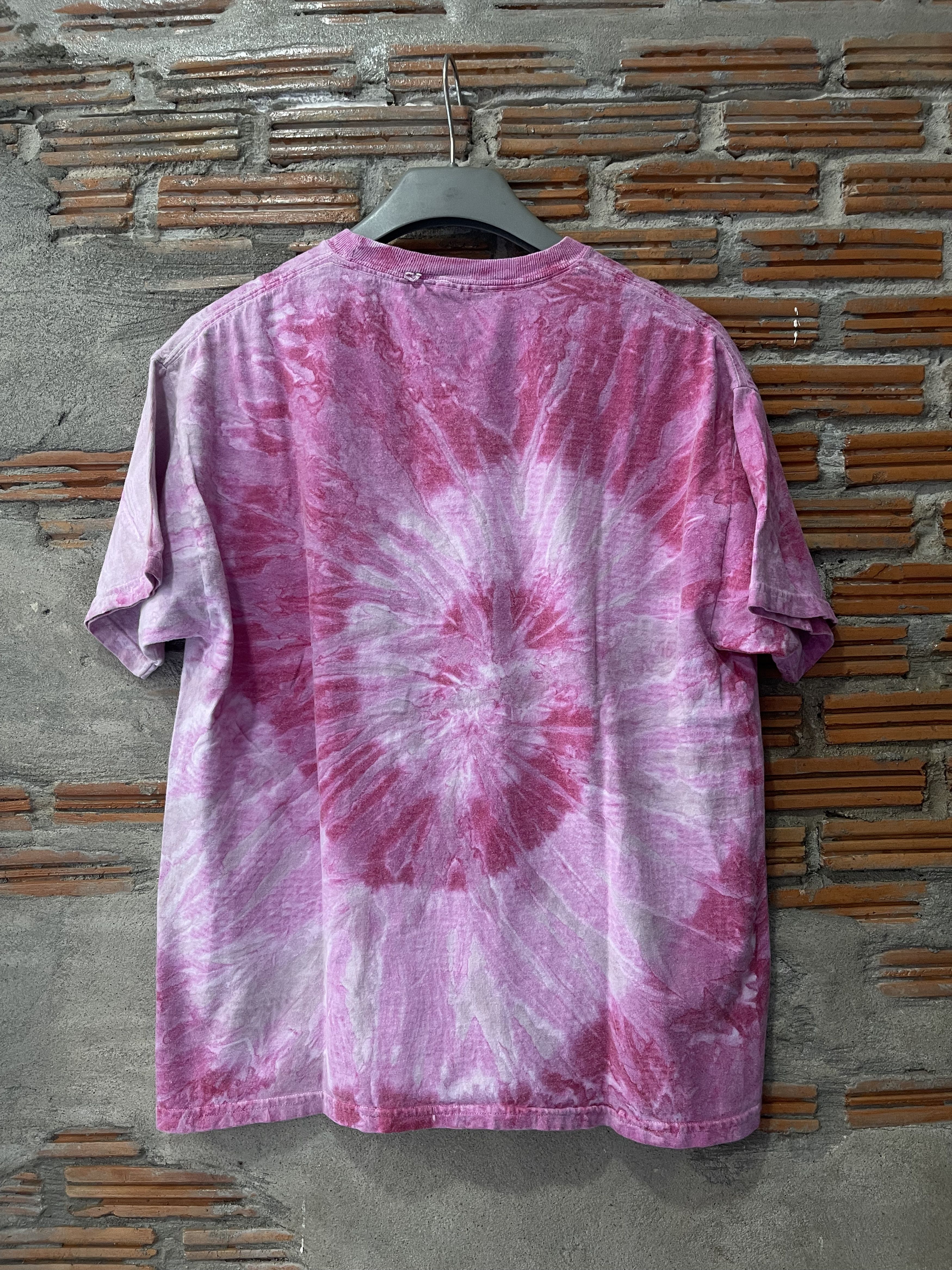 Vintage Vintage 90s Pink Tie Dye Peace Sign T-Shirt Rainbow Neon Size US L / EU 52-54 / 3 - 7 Thumbnail