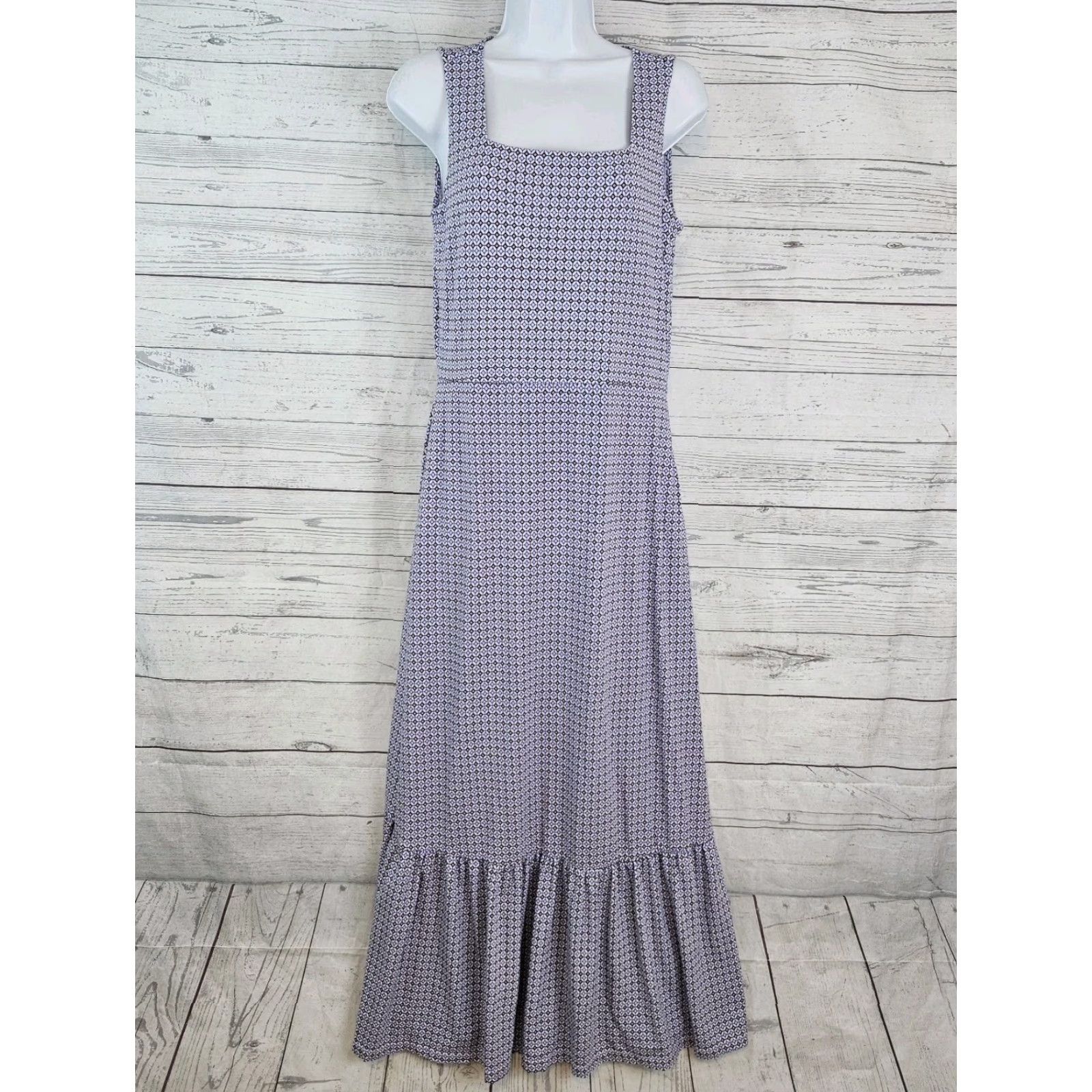 Lands' End Lands End Womens Maxi Dress Size S Purple White Sleeveless Square Neck Pockets Size S / US 4 / IT 40 - 2 Thumbnail