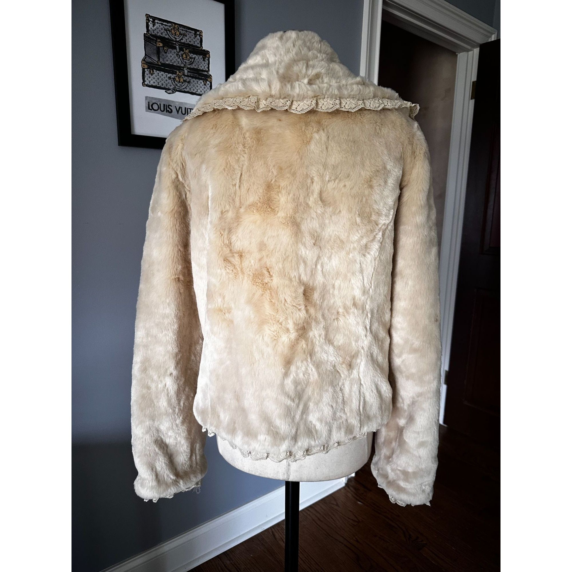 Black Rivet Cream Black Rivet formal festival Jacket Faux fur cream jack Size L / US 10 / IT 46 - 2 Thumbnail