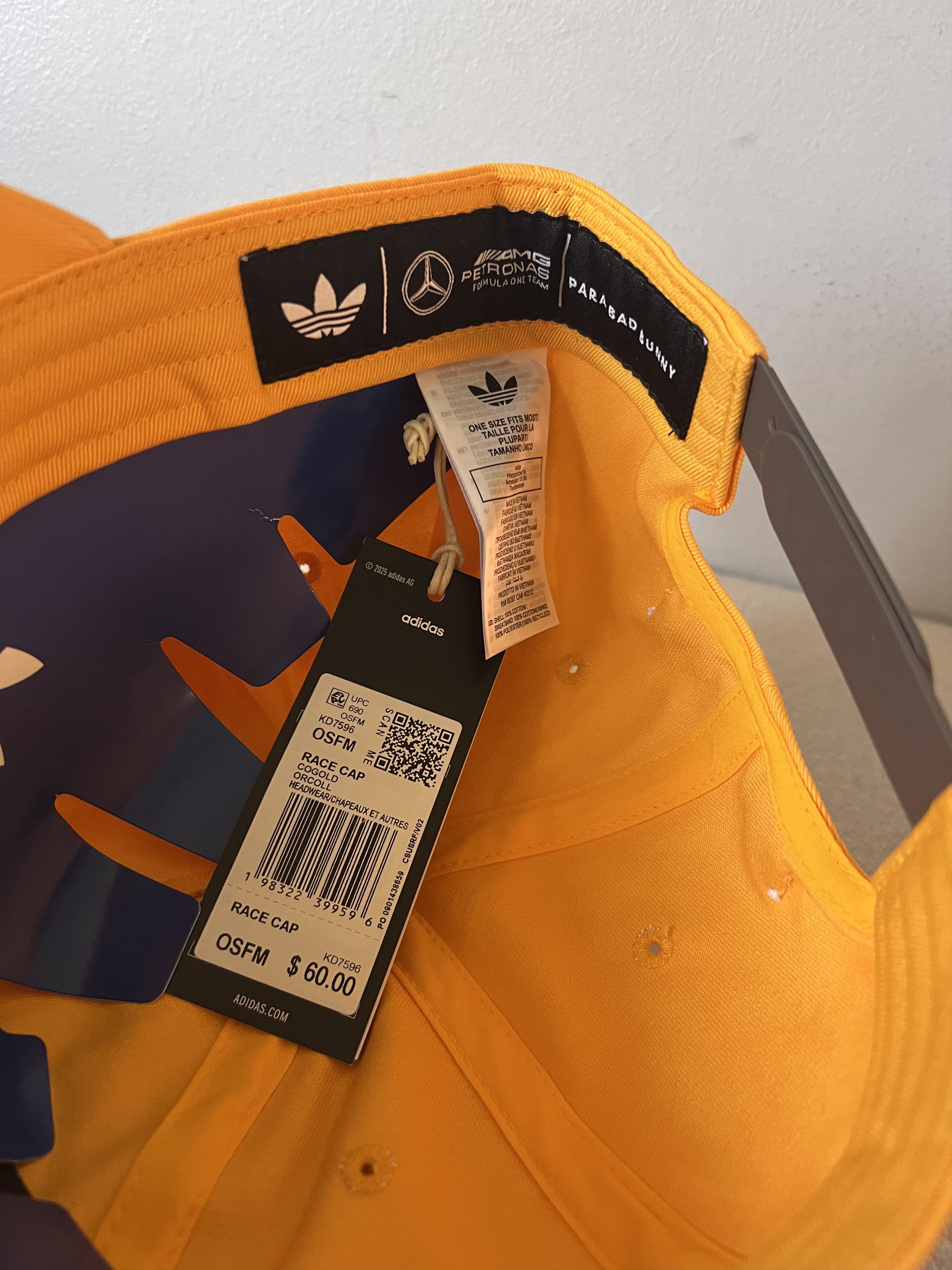 Adidas Adidas Bad Bunny Mercedes F1 Racing Hat in Gold Size ONE SIZE - 6 Thumbnail