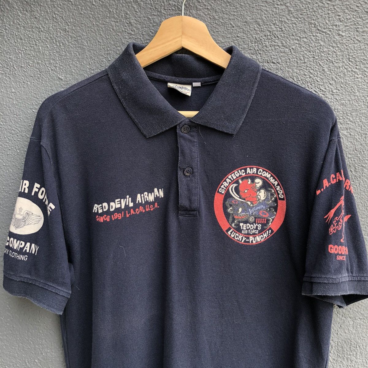 Japanese Brand TED COMPANY Red Devil Airman Polo Tshirt Size US L / EU 52-54 / 3 - 7 Thumbnail