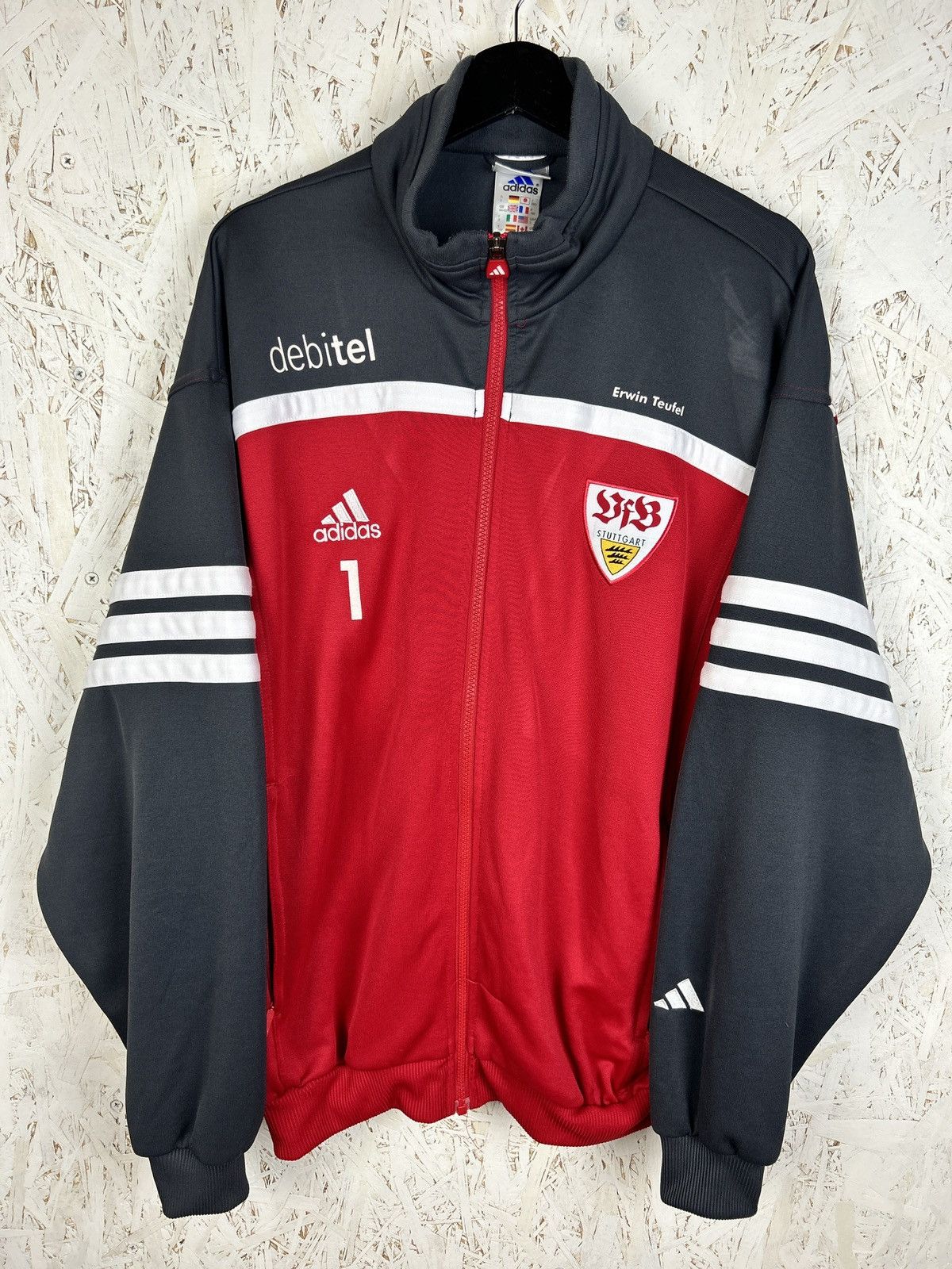 Adidas 00s Adidas Stuttgart 2001/02 Tracksuit Jacket Red Size L Size US L / EU 52-54 / 3 - 1 Thumbnail