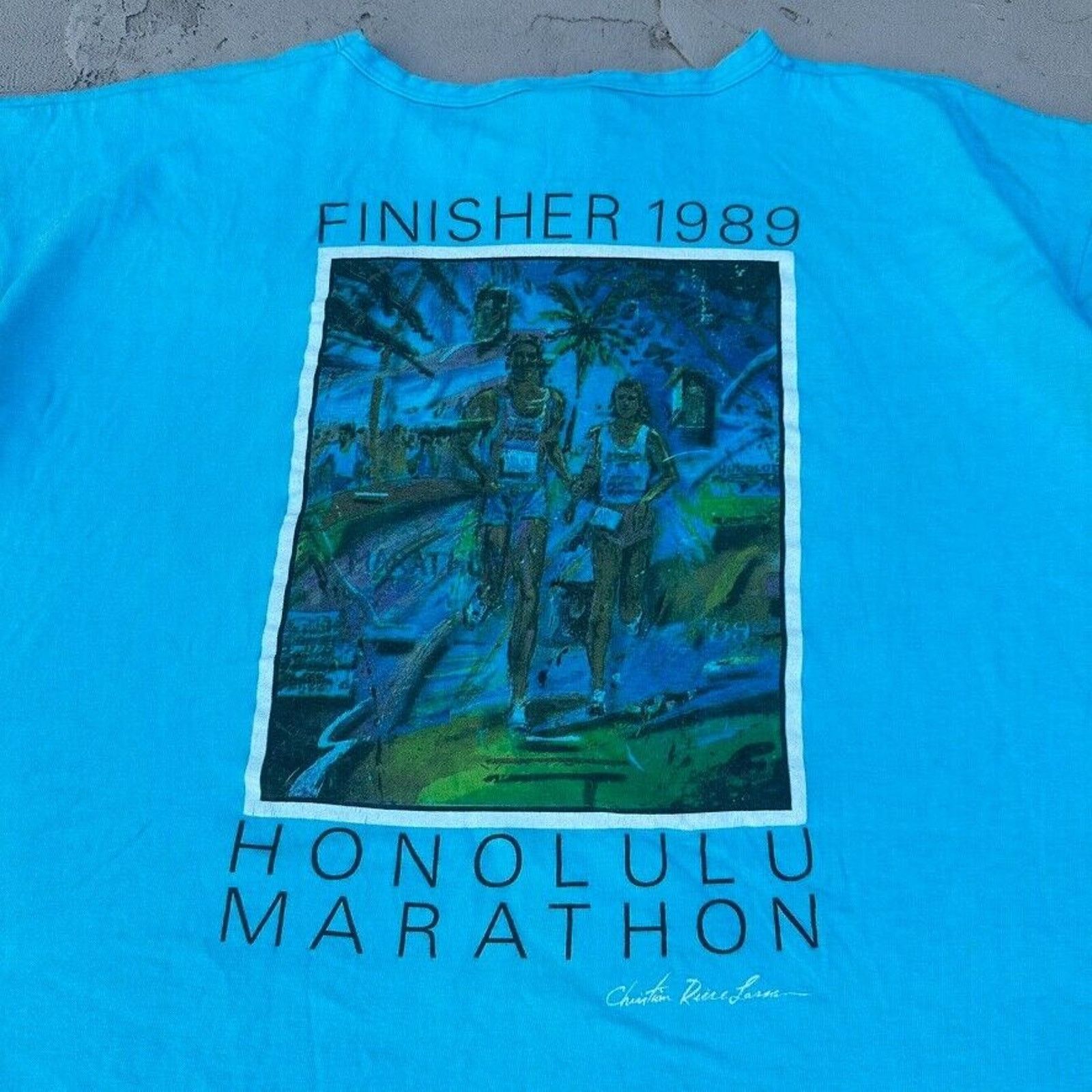 Vintage Vintage Honolulu Marathon Hawaii 1989 Blue Boxy T Shirt Size M / US 6-8 / IT 42-44 - 4 Thumbnail