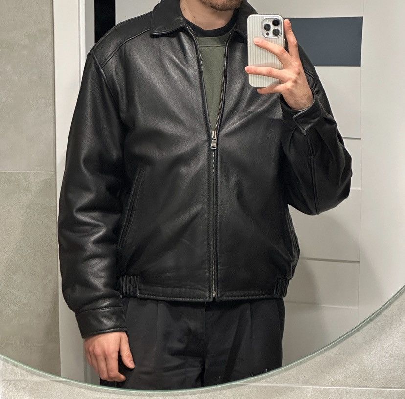 Leather Vintage real leather collared zip jacket Size US L / EU 52-54 / 3 - 2 Thumbnail