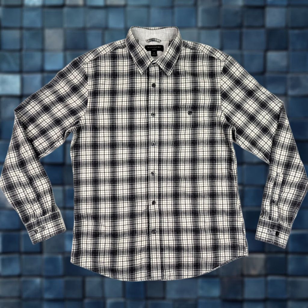 Banana Republic Banana Republic Black White Plaid Cotton Flannel Button Shirt Men M Slim Fit Size US M / EU 48-50 / 2 - 1 Thumbnail