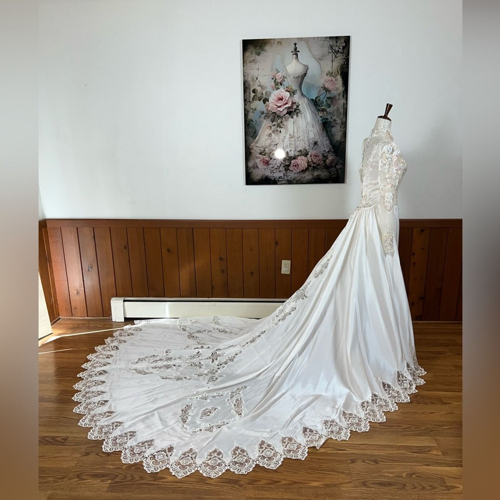 Vintage Vintage 90s Pink Sequin Cathedral Length Wedding Gown! Size M / US 6-8 / IT 42-44 - 5 Thumbnail