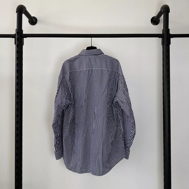 Balenciaga Balenciaga size 37 Embroidered logo silhouette striped shir Size US M / EU 48-50 / 2 - 2 Thumbnail