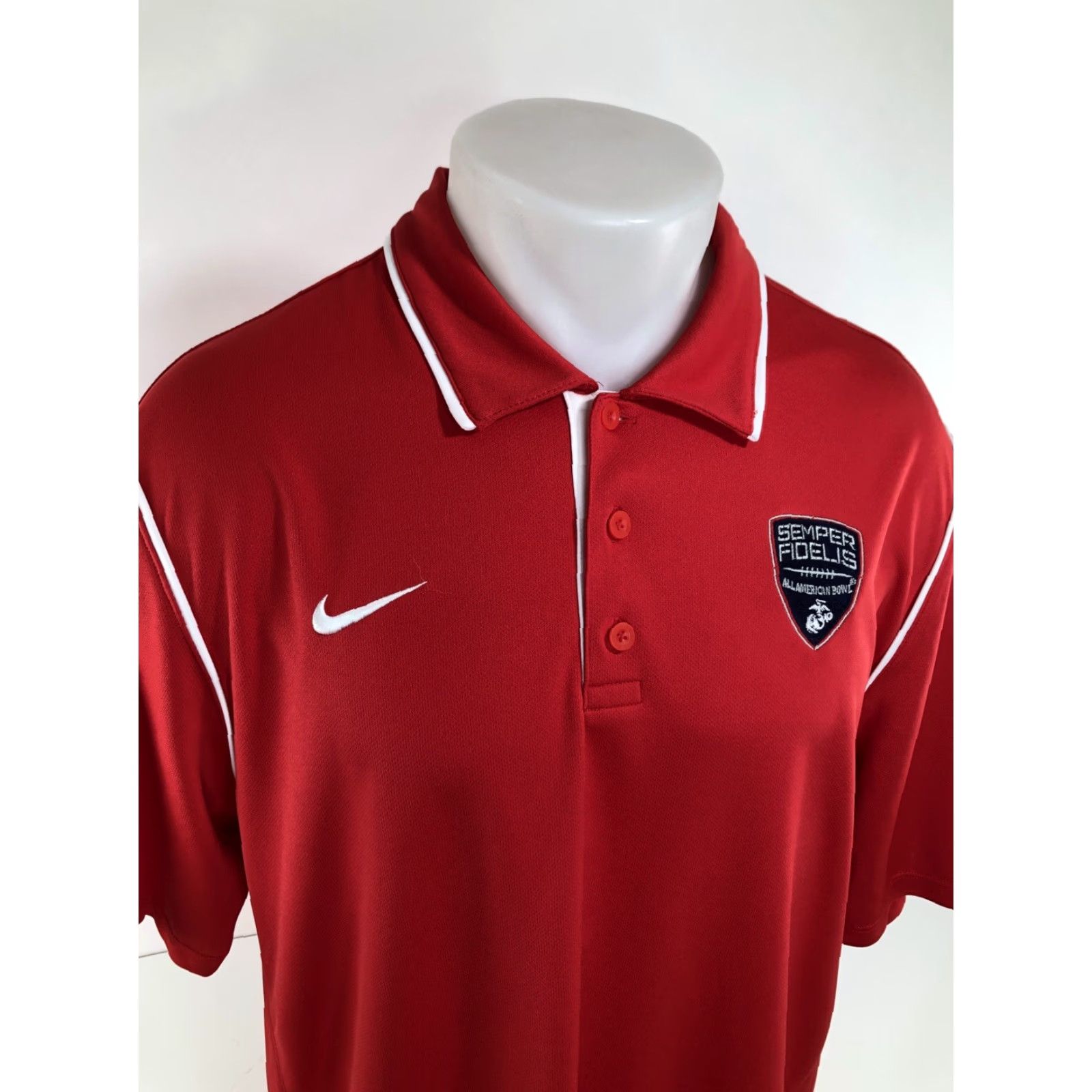 Nike Nike All American Polo - Shirt - L Red Embroidered USMC Marine Core Football 90s Vintage Mens Polo Size US L / EU 52-54 / 3 - 3 Thumbnail