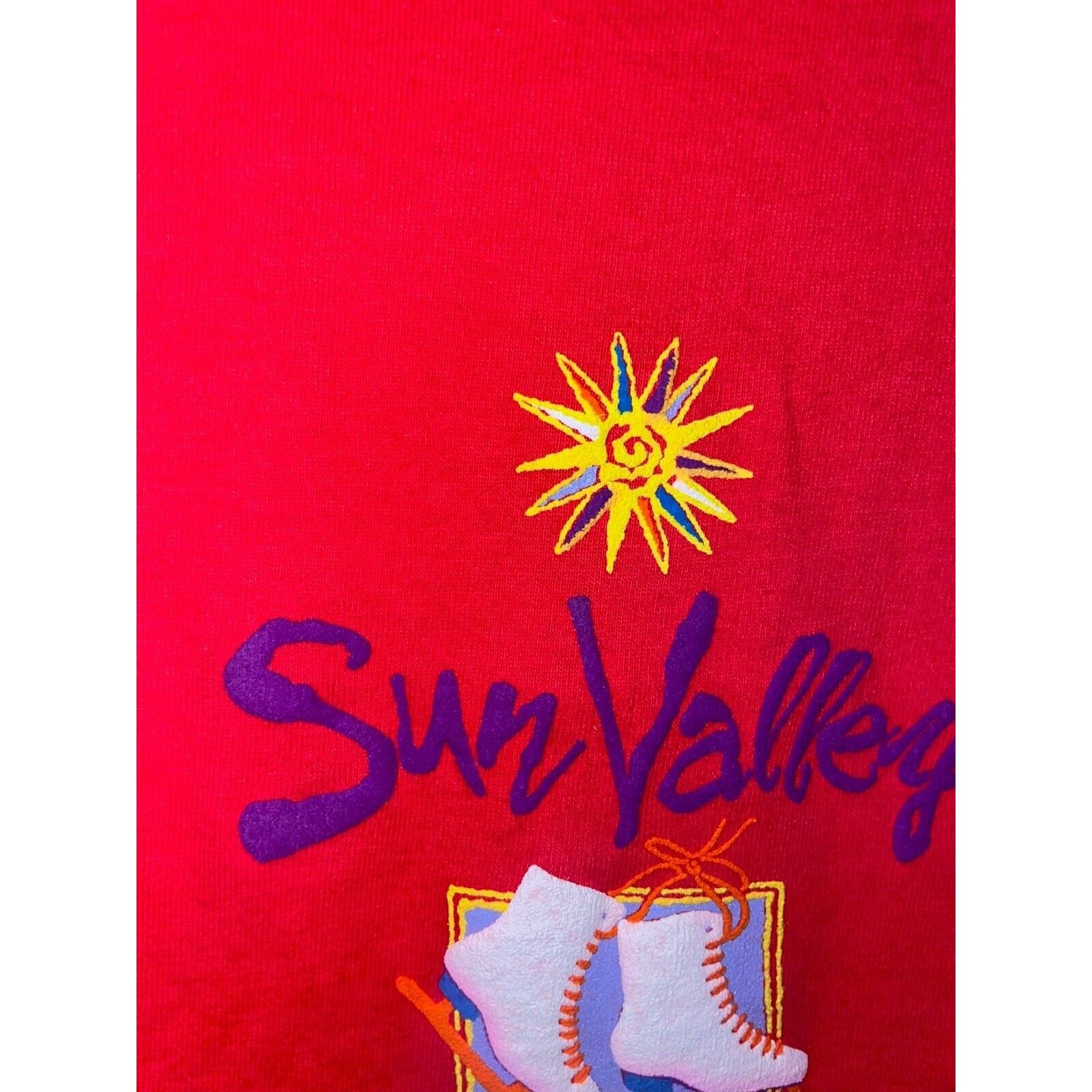 Vintage Vintage Ice Skate Shirt Sun Valley Red Tee VTG 1990s 90s L Size US L / EU 52-54 / 3 - 3 Thumbnail