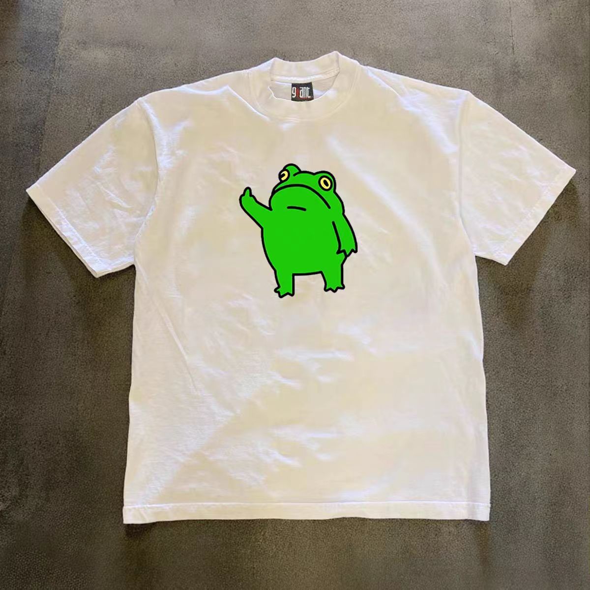 Vintage White street fashion retro fun frog print t-shirt Size US M / EU 48-50 / 2 - 1 Thumbnail
