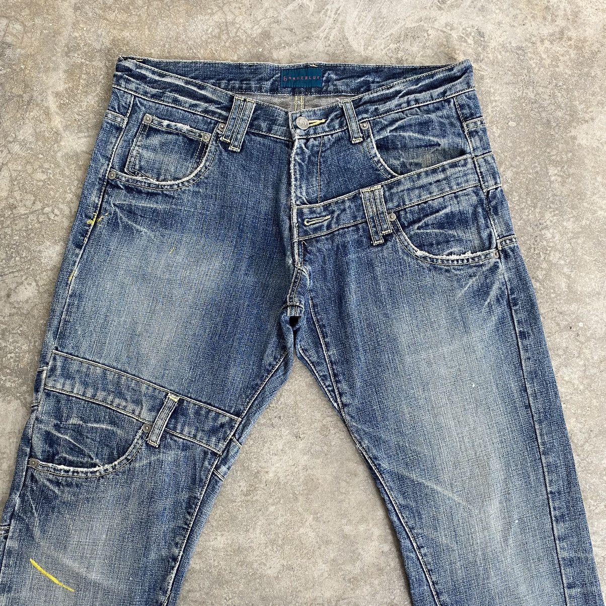 Designer × Japanese Brand Rage Blue Japan Double Waist Denim Jeans Size US 31 - 2 Thumbnail