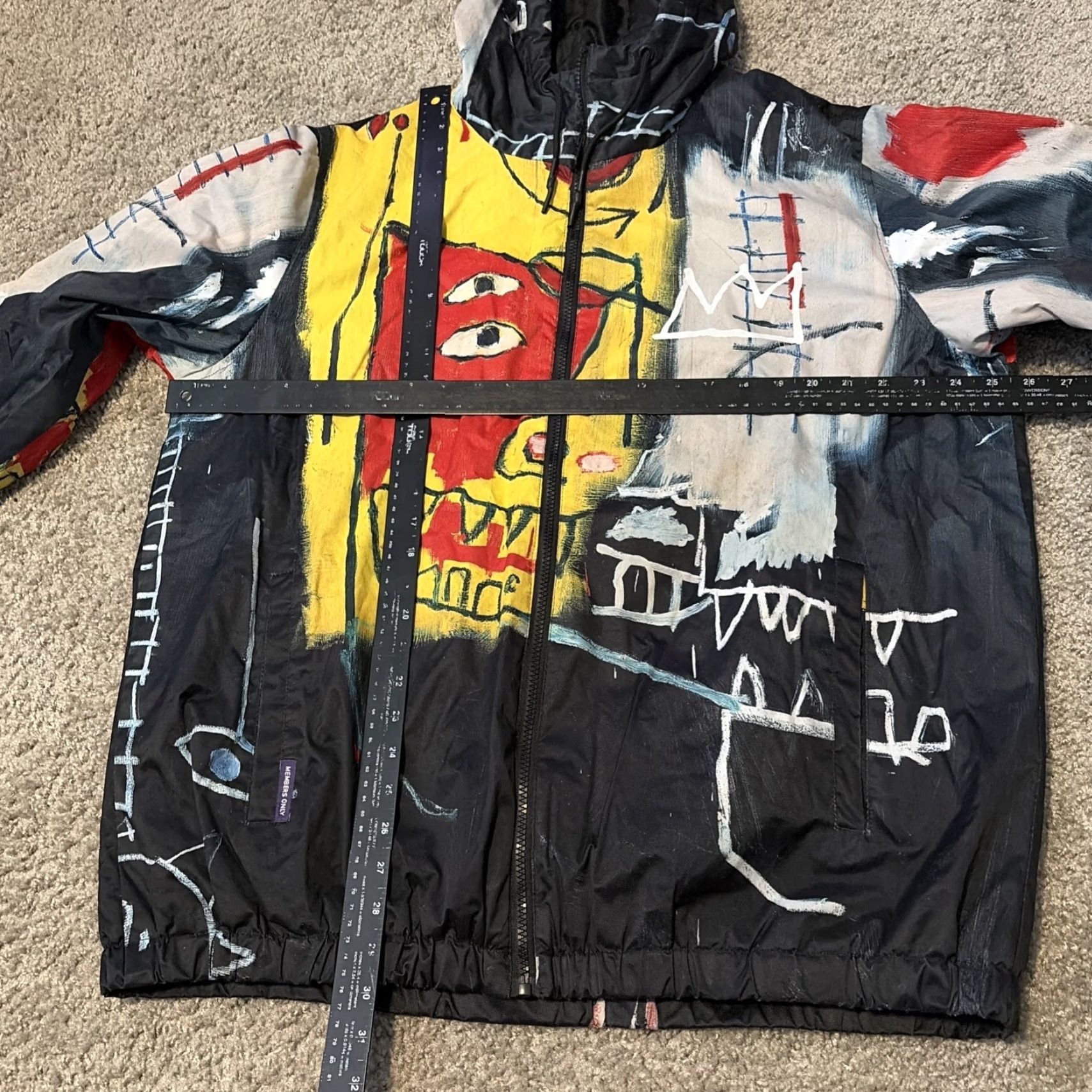 Members Only VINTAGE Jean Michael Basquiat X Members Only Black Full Zip Hooded Jacket XL Art Print Jacket Size US 36 / EU 52 - 7 Thumbnail