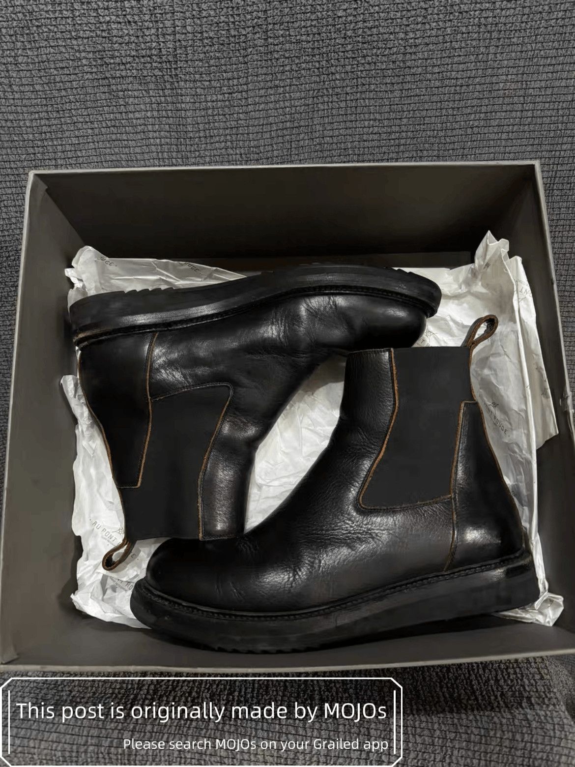 Sz 43 Rick Owens 19SS Wood Bottom Leather Boots
