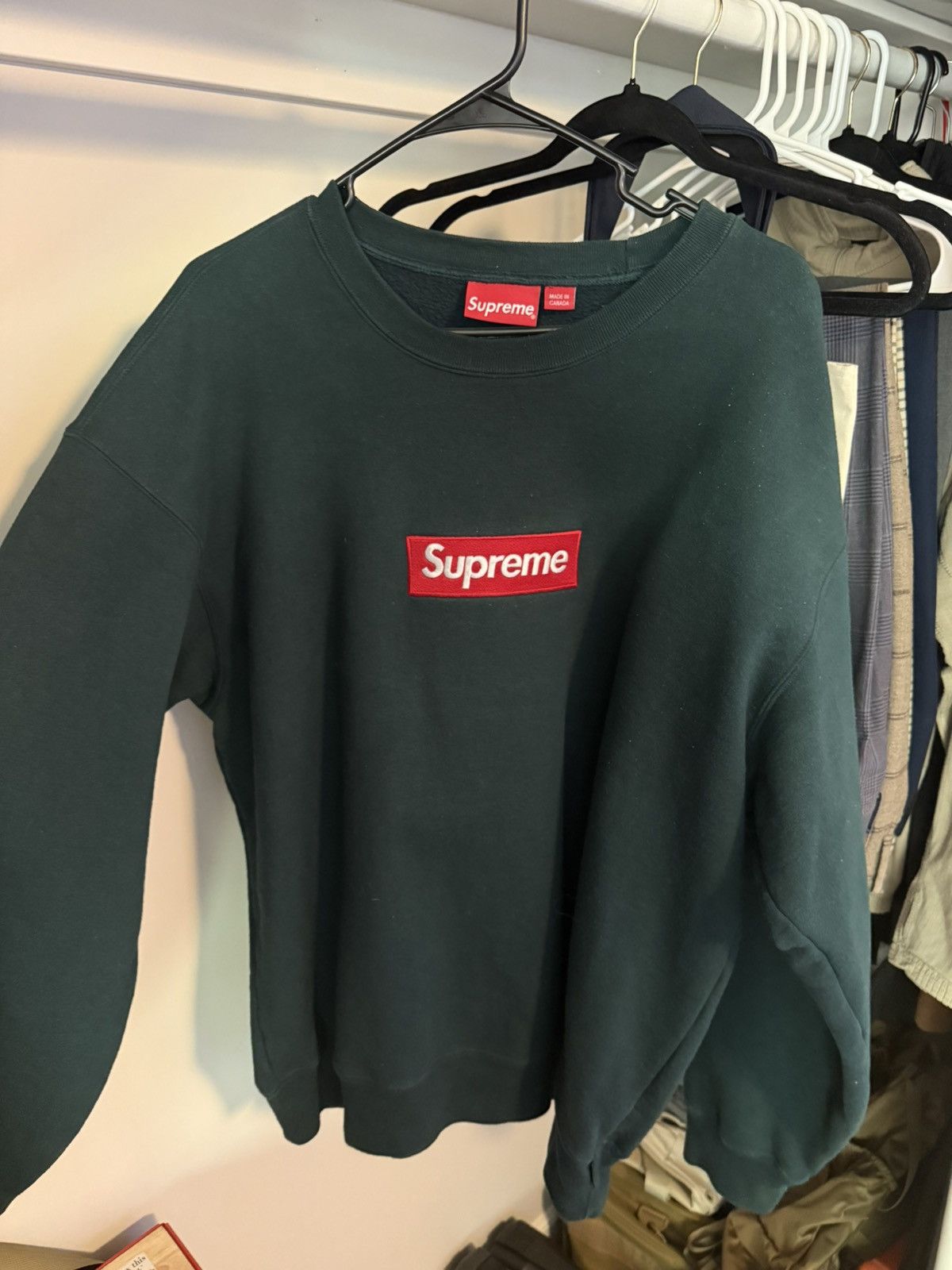Green Supreme Box Logo Crewneck | Grailed