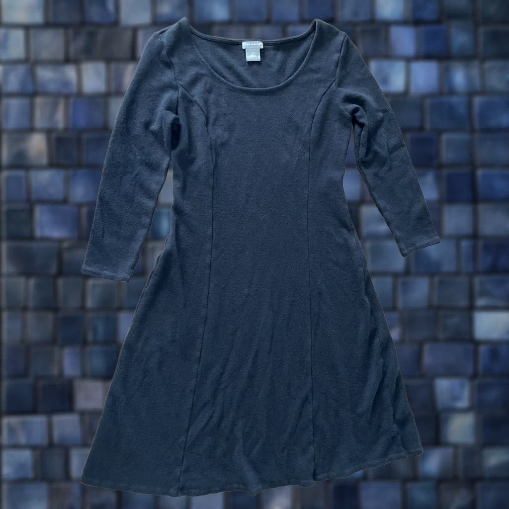 Loft VINTAGE Loft LOFT Women Dress A-Line Wool Black 3/4 Sleeve Scoop Neck Size 4 Knee Length Womens Size S / US 4 / IT 40 - 1 Thumbnail