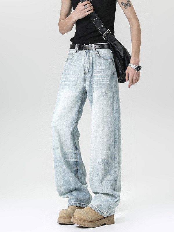 Japanese Brand Retro straight tube loose wide leg tie dye jeans Size US 30 / EU 46 - 5 Thumbnail