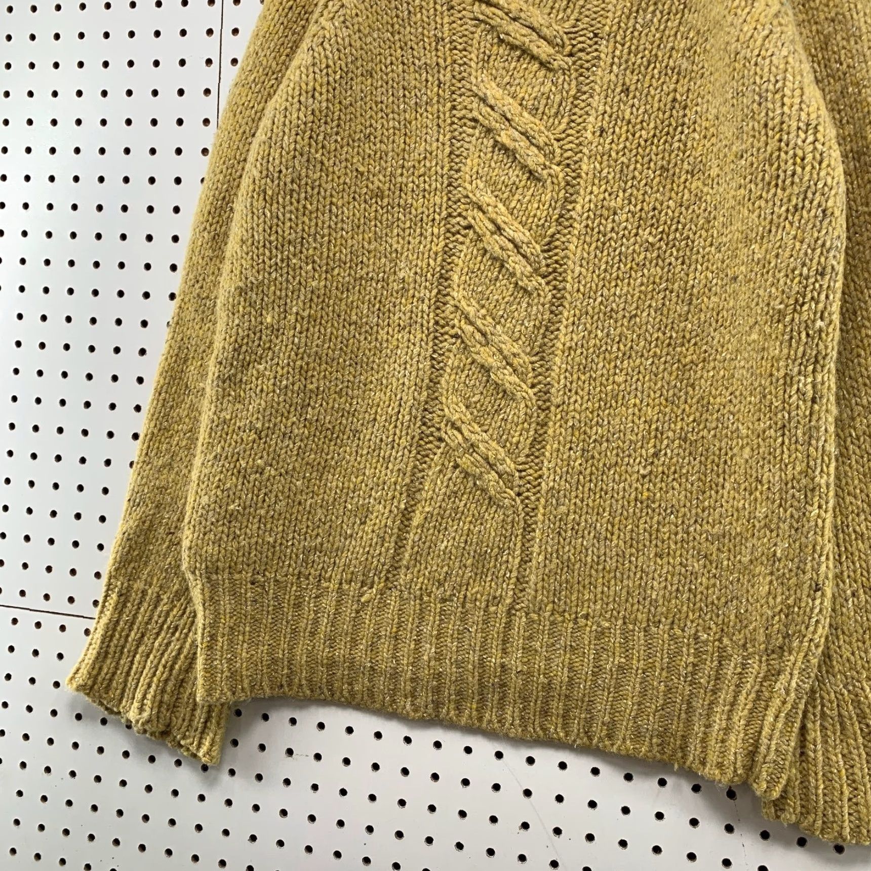 J.Crew J.CREW Wool Silk Sweater Womens Large Yellow Boat Neck Convertible Cable Knit Size L / US 10 / IT 46 - 5 Thumbnail