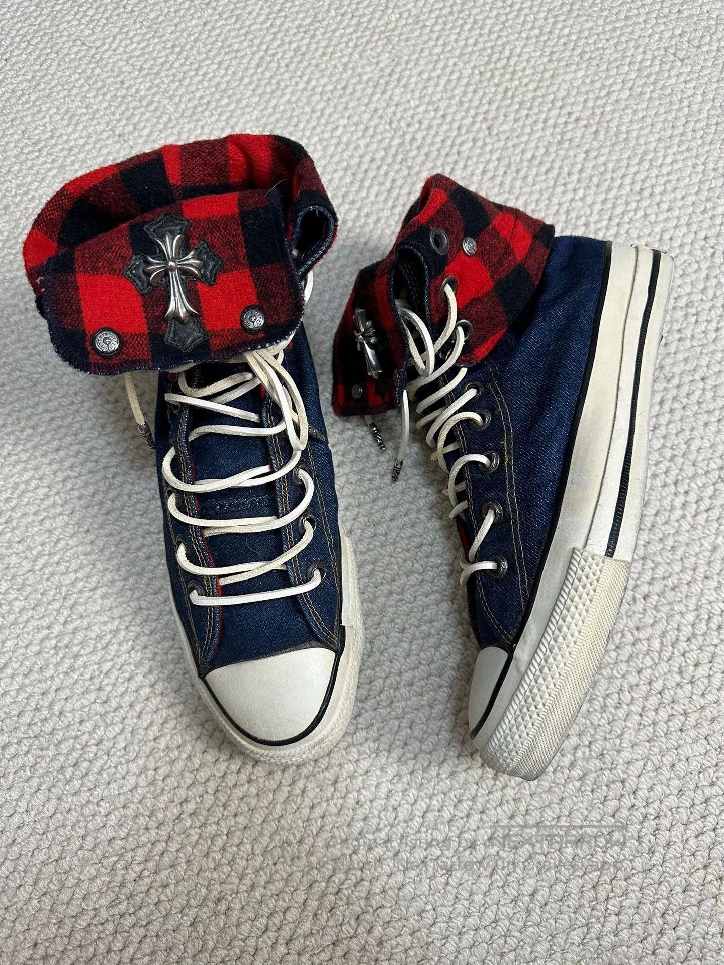 Chrome Hearts chrome hearts vintage converse with plaid pattern. Size US 9 / EU 42 - 3 Thumbnail
