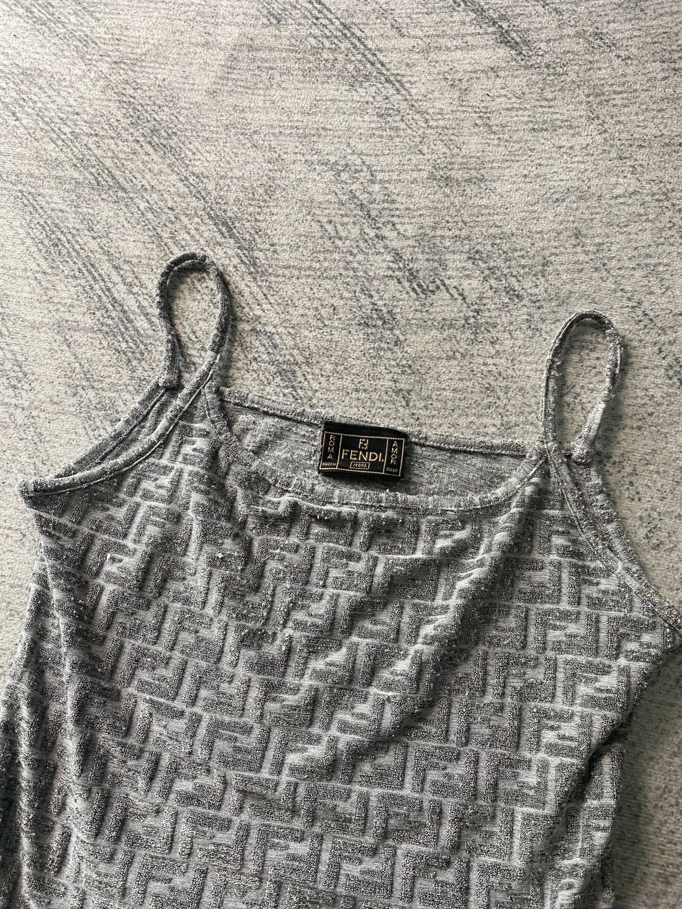 Fendi Vintage Fendi Zucca FF Logo Grey Camisole Top Size M / US 6-8 / IT 42-44 - 4 Thumbnail