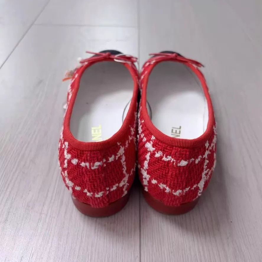 Chanel Chanel 95 New tweed red ballet flats size 38 Size US 7.5 / IT 37.5 - 4 Thumbnail