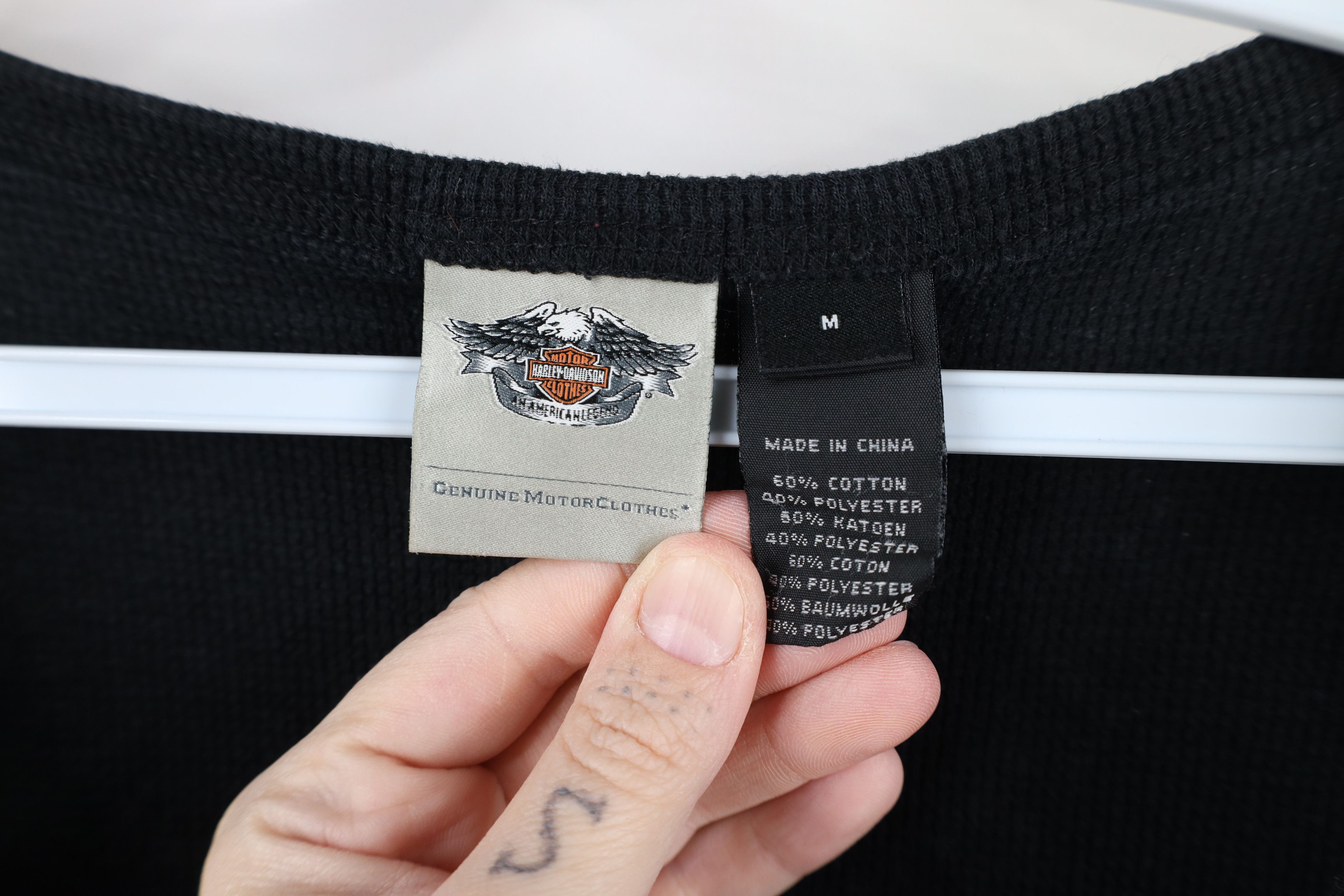 Harley Davidson × Vintage Vintage Y2K Harley Davidson Waffle Knit Henley T-Shirt Size M / US 6-8 / IT 42-44 - 9 Thumbnail