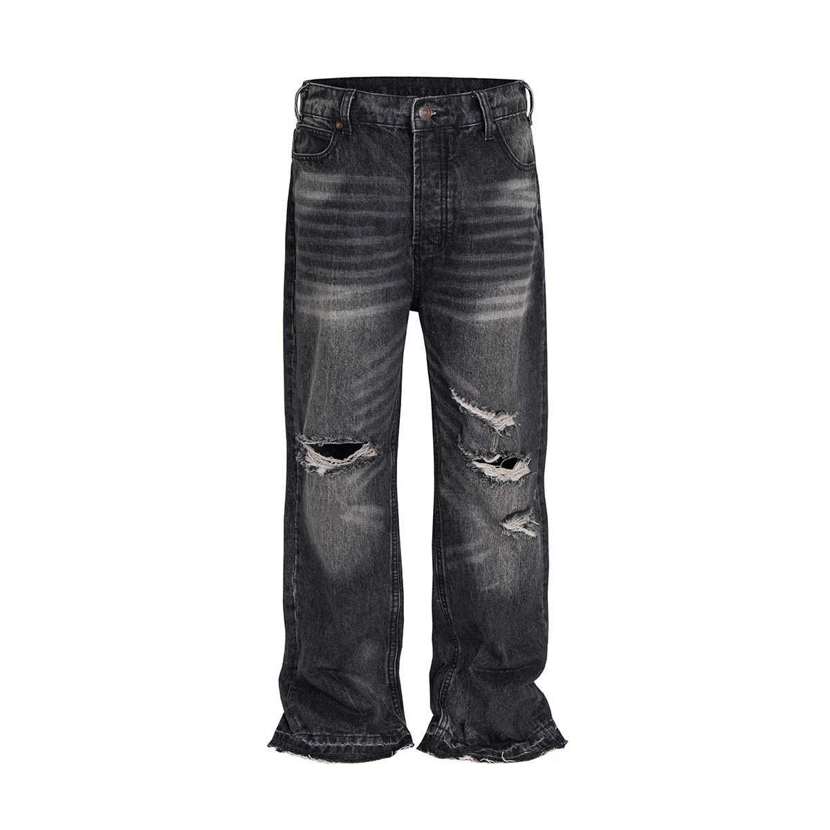 Japanese Brand Streetwear Damaged Hole Washed Baggy Jeans Size US 33 - 4 Thumbnail