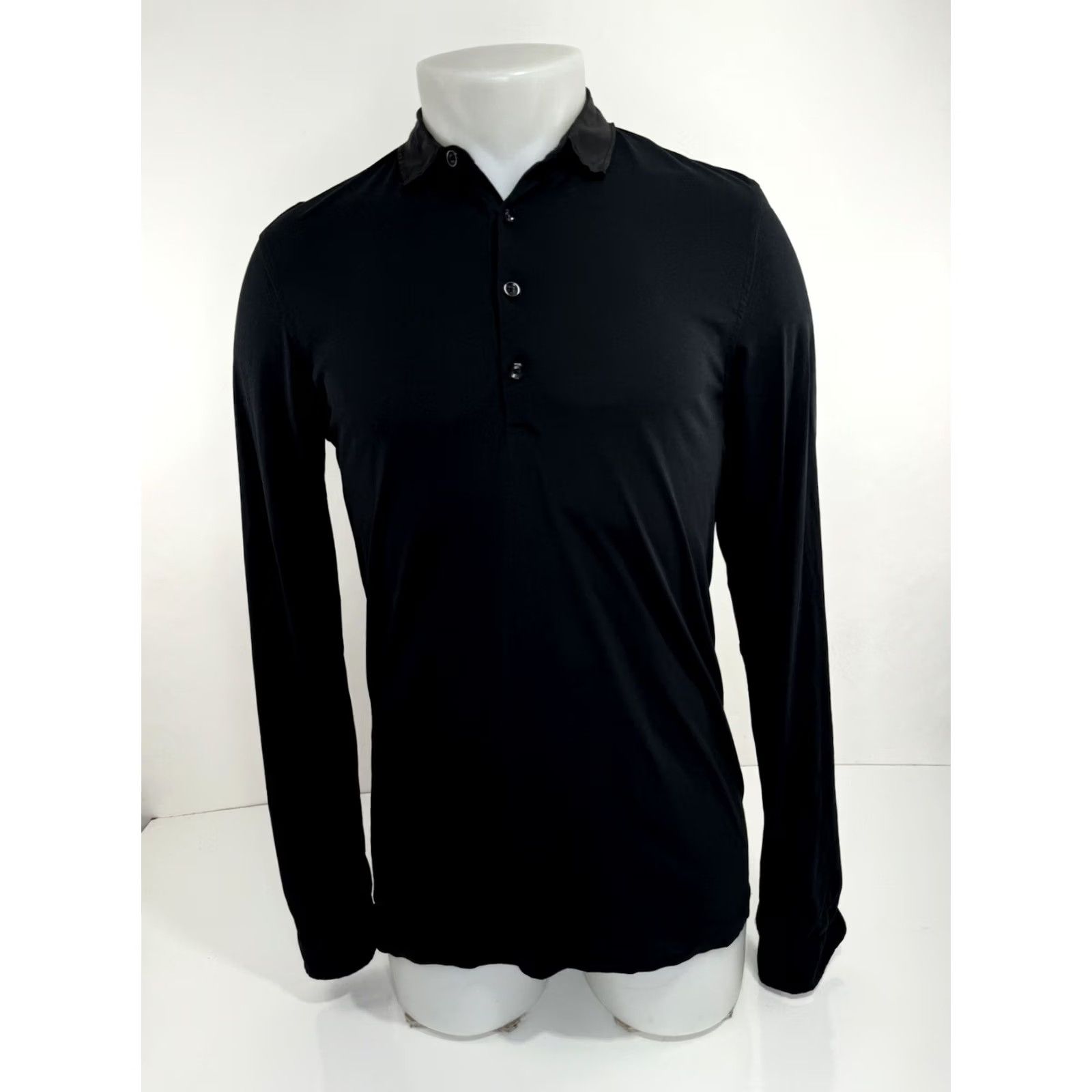 Allsaints ALL SAINTS LEATHER COLLAR Mens XS Lightweight Pullover Polo Shirt Shirt XS Black Nike Size US XS / EU 42 / 0 - 2 Thumbnail