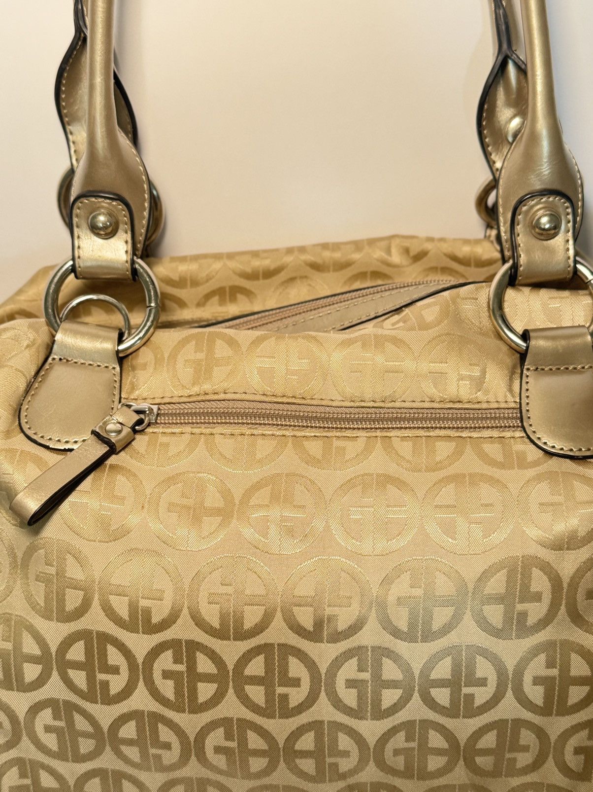 Giani Bernini Vintage Giani Bernini Gold Tan Monogram Handbag Size ONE SIZE - 17 Thumbnail