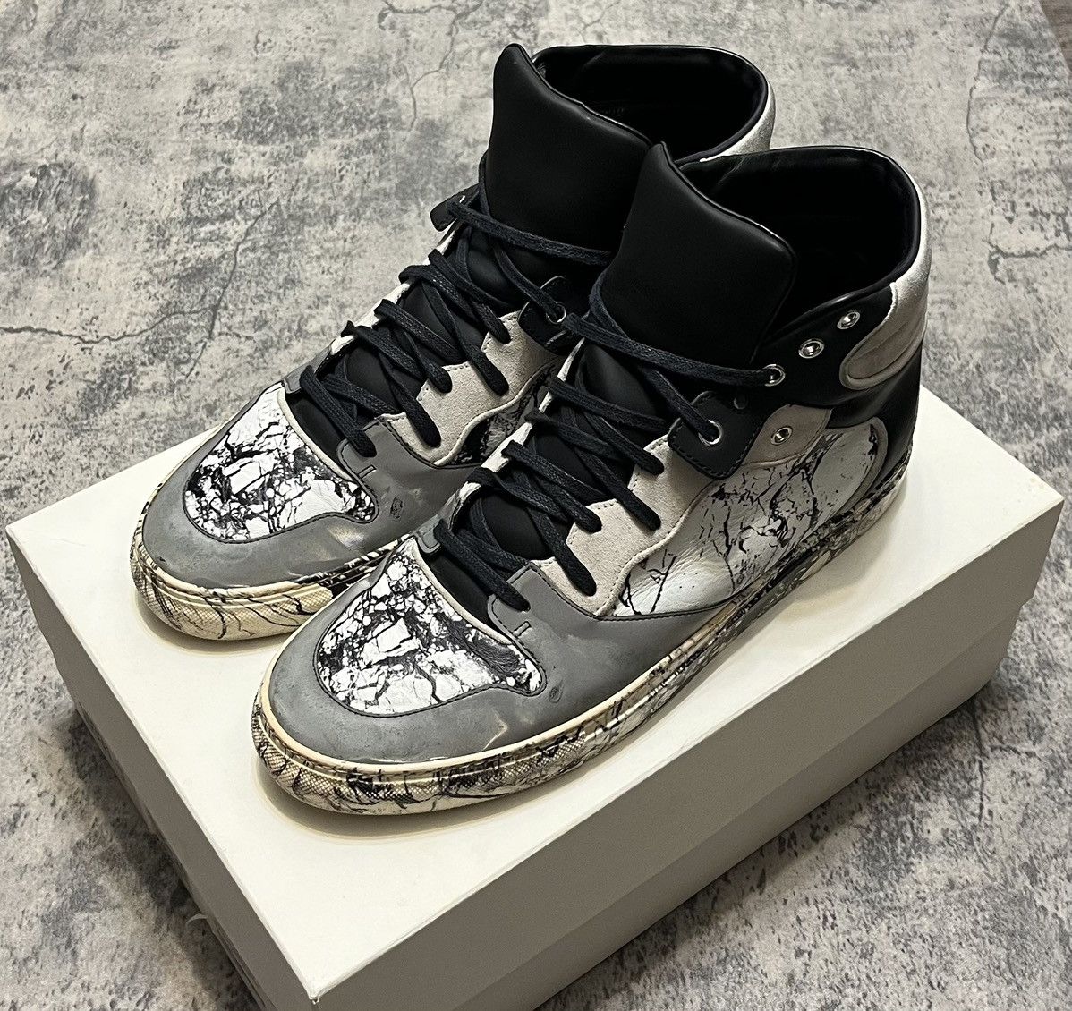 Balenciaga Arena High Top Sneakers Marble