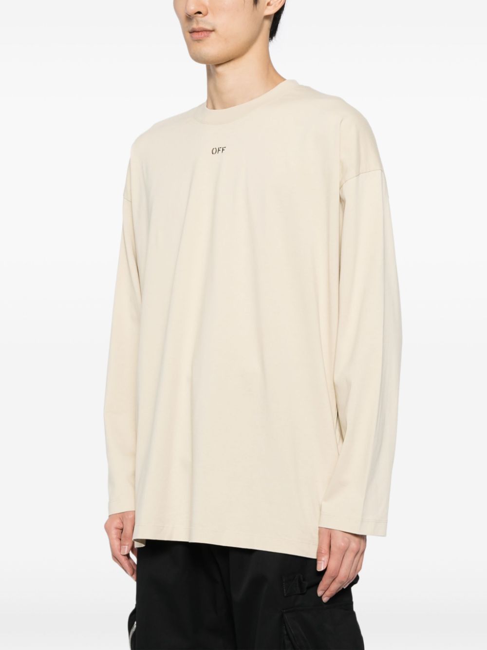 Off-White o1s22i1n1124 Oversized Long Sleeve T-Shirt in Beige Size US S / EU 44-46 / 1 - 3 Thumbnail
