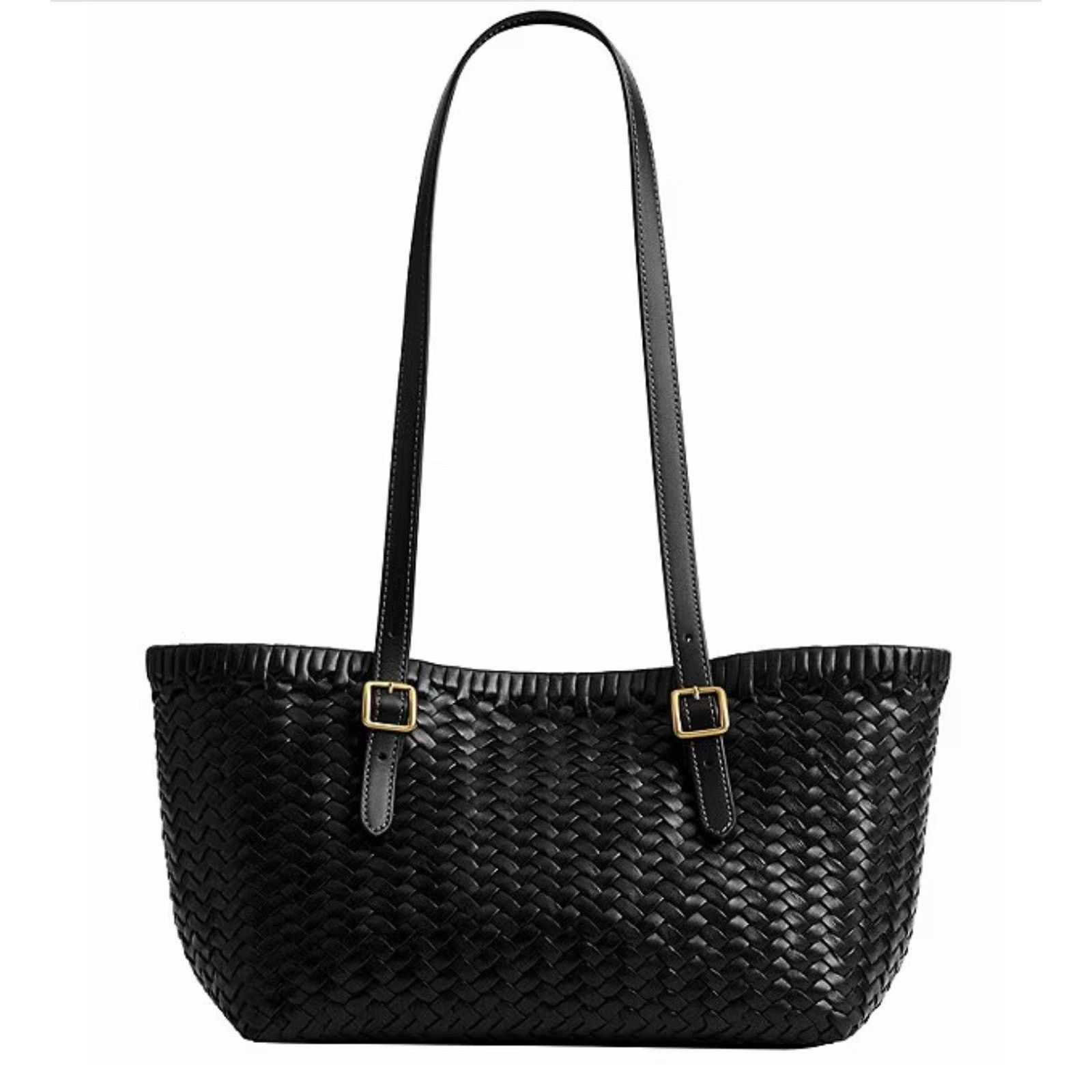 Coach NWT Coach Woven Leather Swing Tote Carryall Bag CBF83 Black Size ONE SIZE - 9 Thumbnail