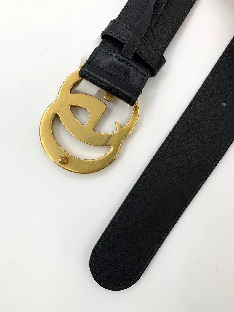 Gucci Gold double G smooth buckle black belt 2502-Nextarrow