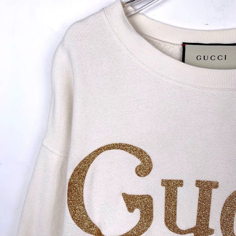 Gucci Gucci Logo letter printed round-neck white cotton sweatshir Size US S / EU 44-46 / 1 - 3 Thumbnail