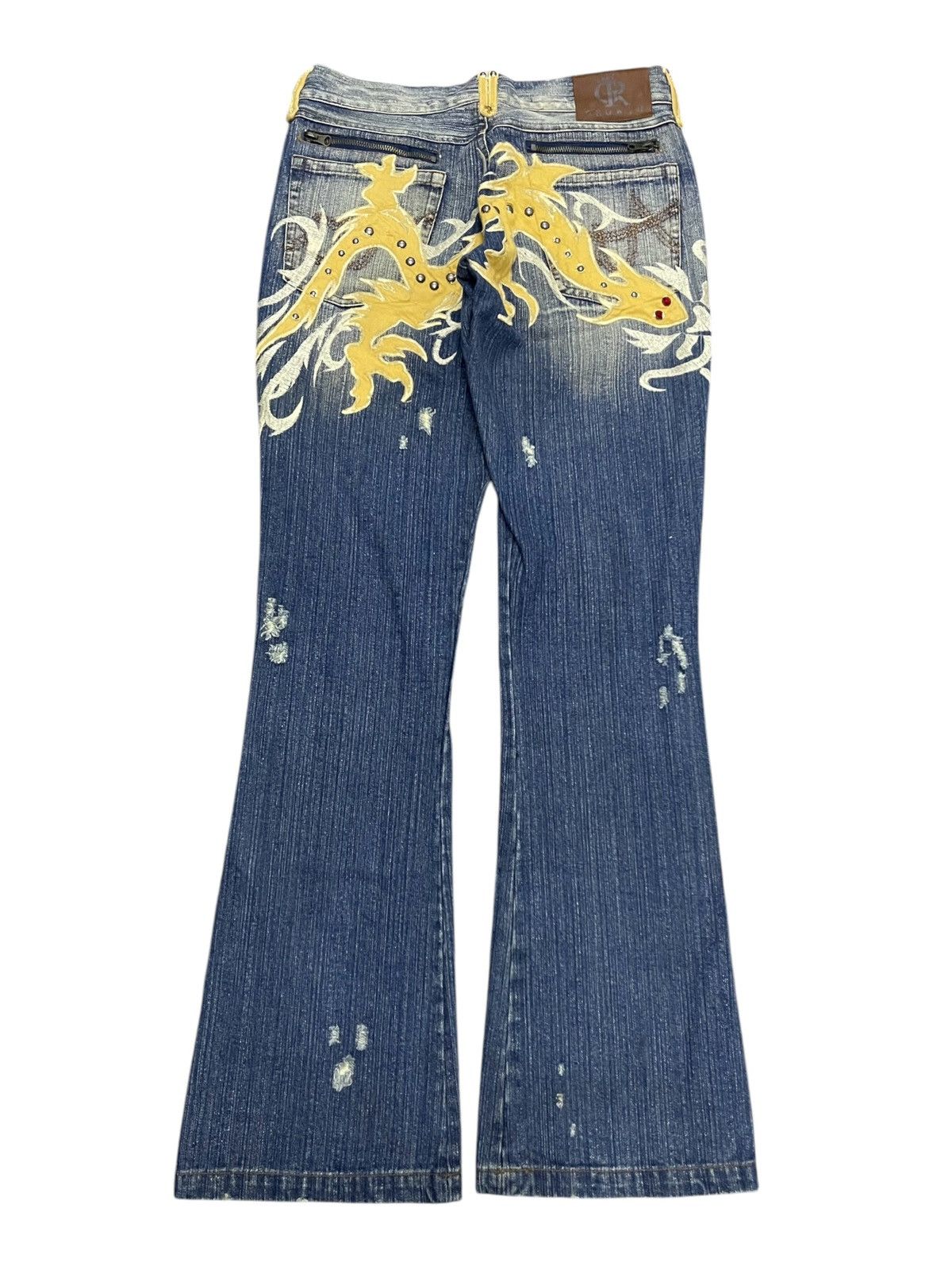 In The Attic 2000s IN THE ATTIC FLARE STUDDED EMBROIDERY JEANS RARE Size US 30 / EU 46 - 3 Thumbnail